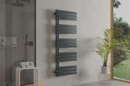 Kit De Fixation Pour Radiateur Salle De Bain - Noir Brillant - 4 Supports + Chevilles + Vis - Pour Tubes 19-25 Mm - 5