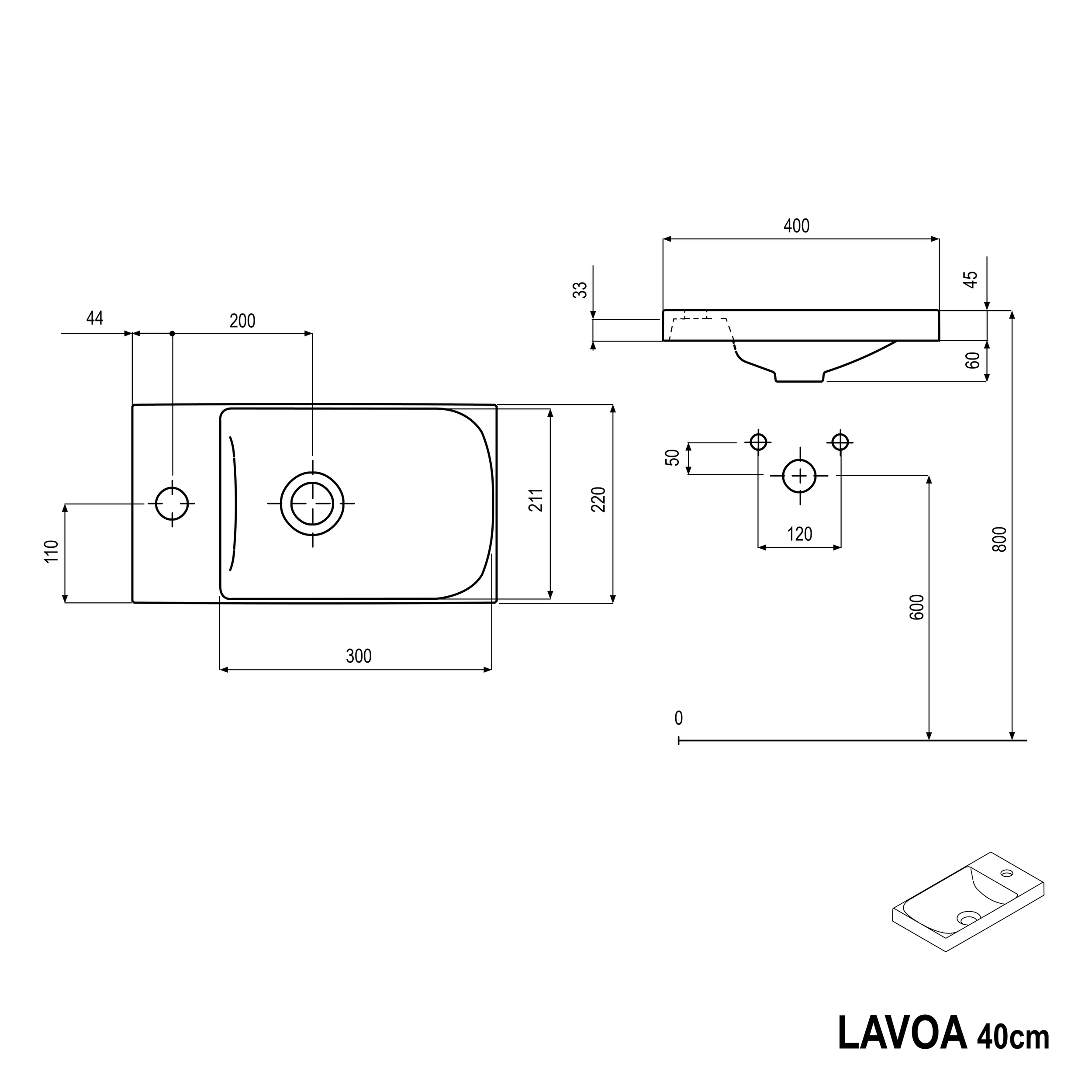 Meuble sous-lavabo LAVOA 40 cm