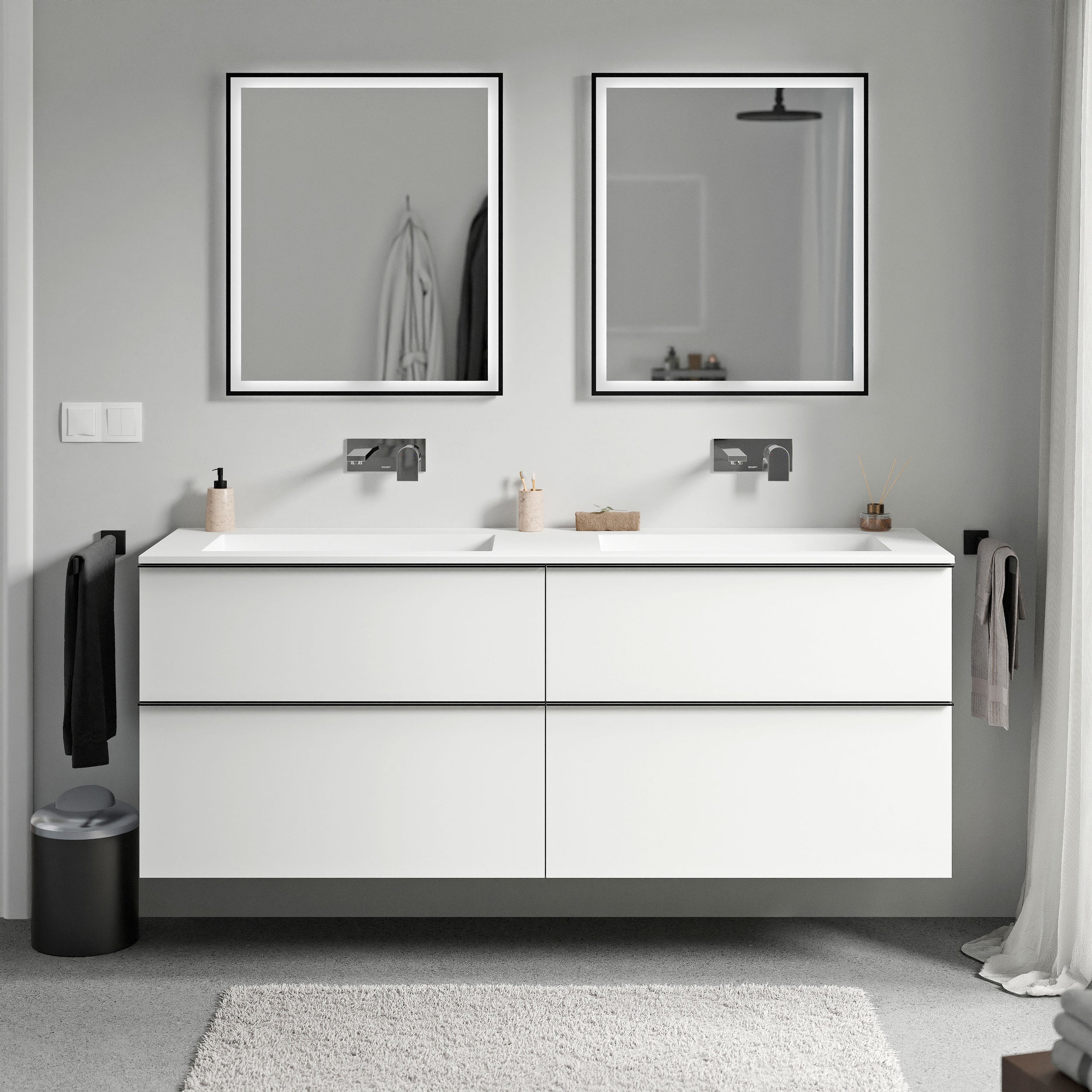 Unterschrank LAVOA 160 cm Weiß matt Weiß matt ohne Hahnloch