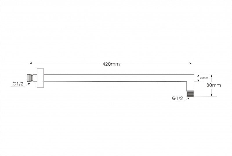 Bras de douche 2605B en noir - 42 cm