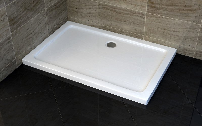 Receveur de douche rectangulaire - avec système d'évacuation - 120 x 80 cm 
