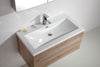 Set di mobili da bagno T900 Basic in rovere sbiancato con lavabo integrato 