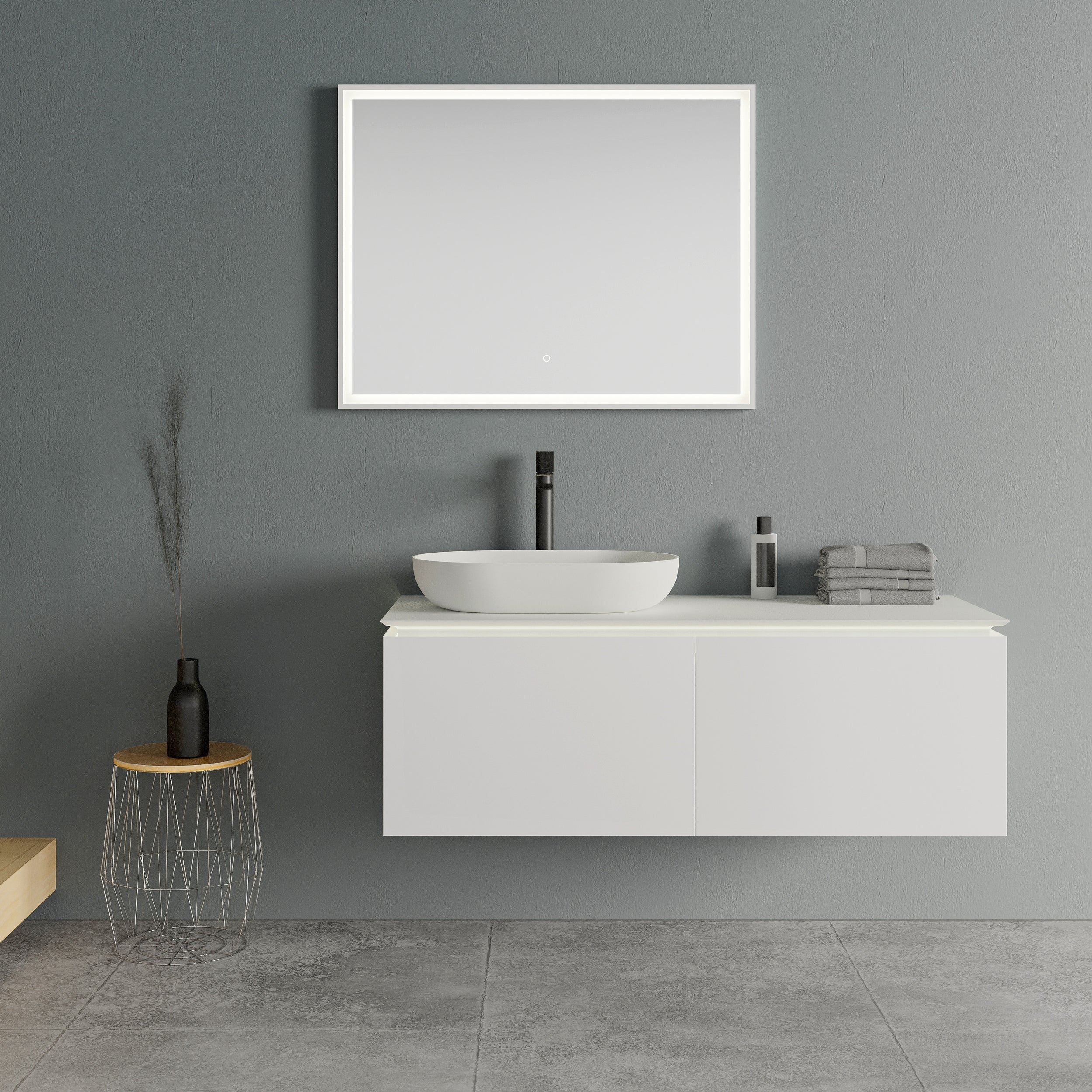 Mobili da bagno Treasure 1200 bianco opaco morbido con illuminazione LED