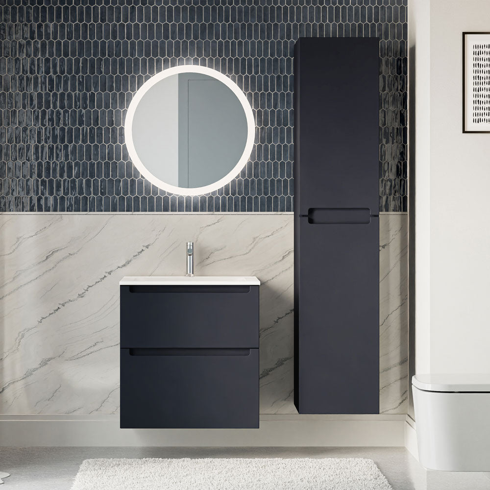 Badmöbel Set VIREO 60 cm mit Waschbecken Mitternachtsblau matt Rund