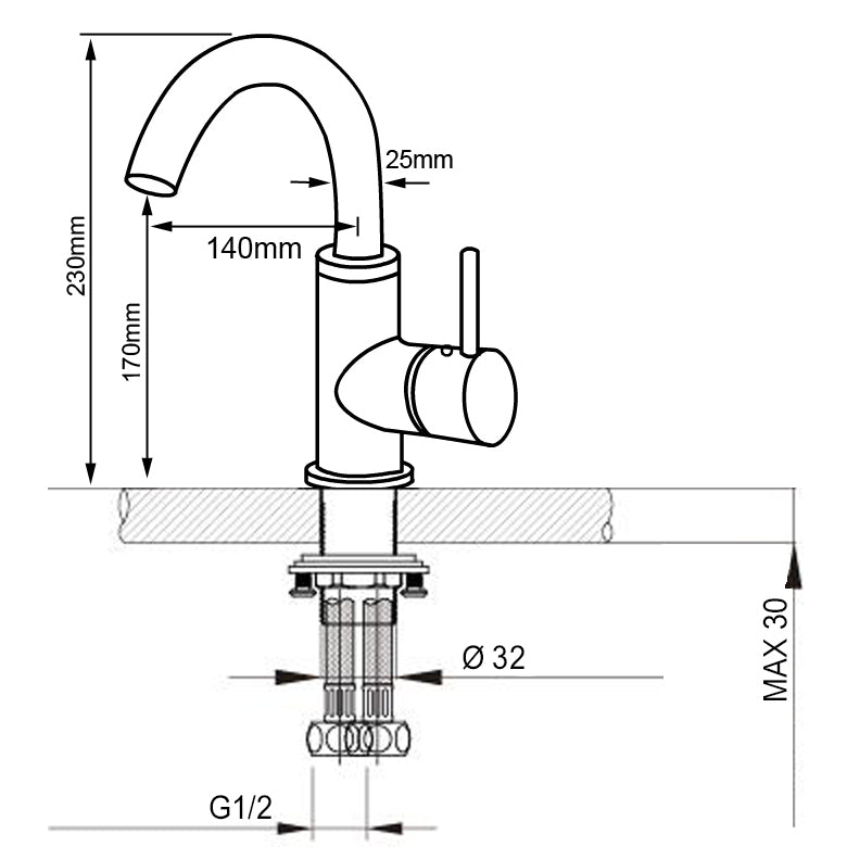 Rubinetto  per bagno 1434C-23 in cromo 