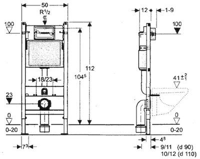 Geberit DUOFIX BASIC 112 cm, SPK UP100 + DELTA 35 Weiß + Schallschutzset