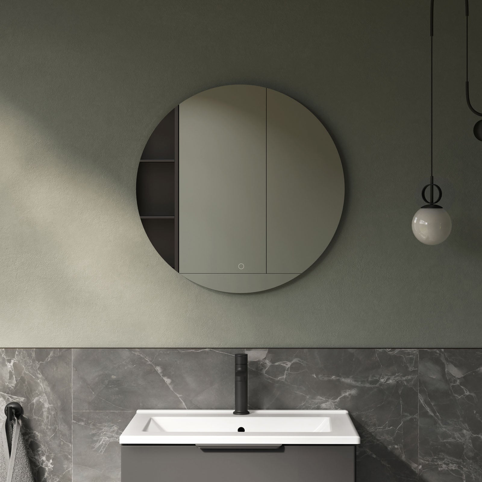 Miroir LED salle de bain rond 2712 - fonction anti-buée et réglage de la lumière - Ø 60 cm