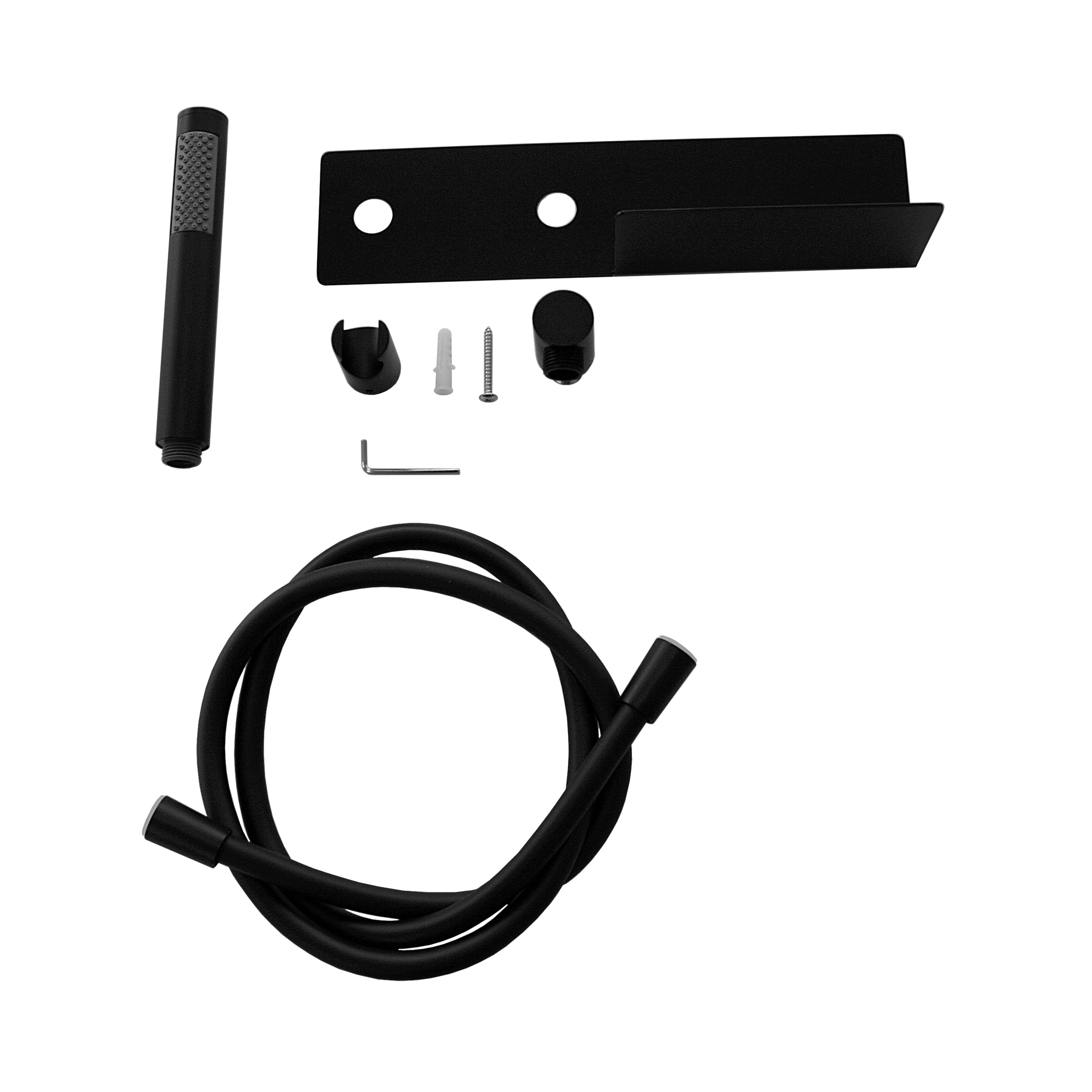 Set pour la douche en noir CZT050-1 avec flexible, support et douchette à main