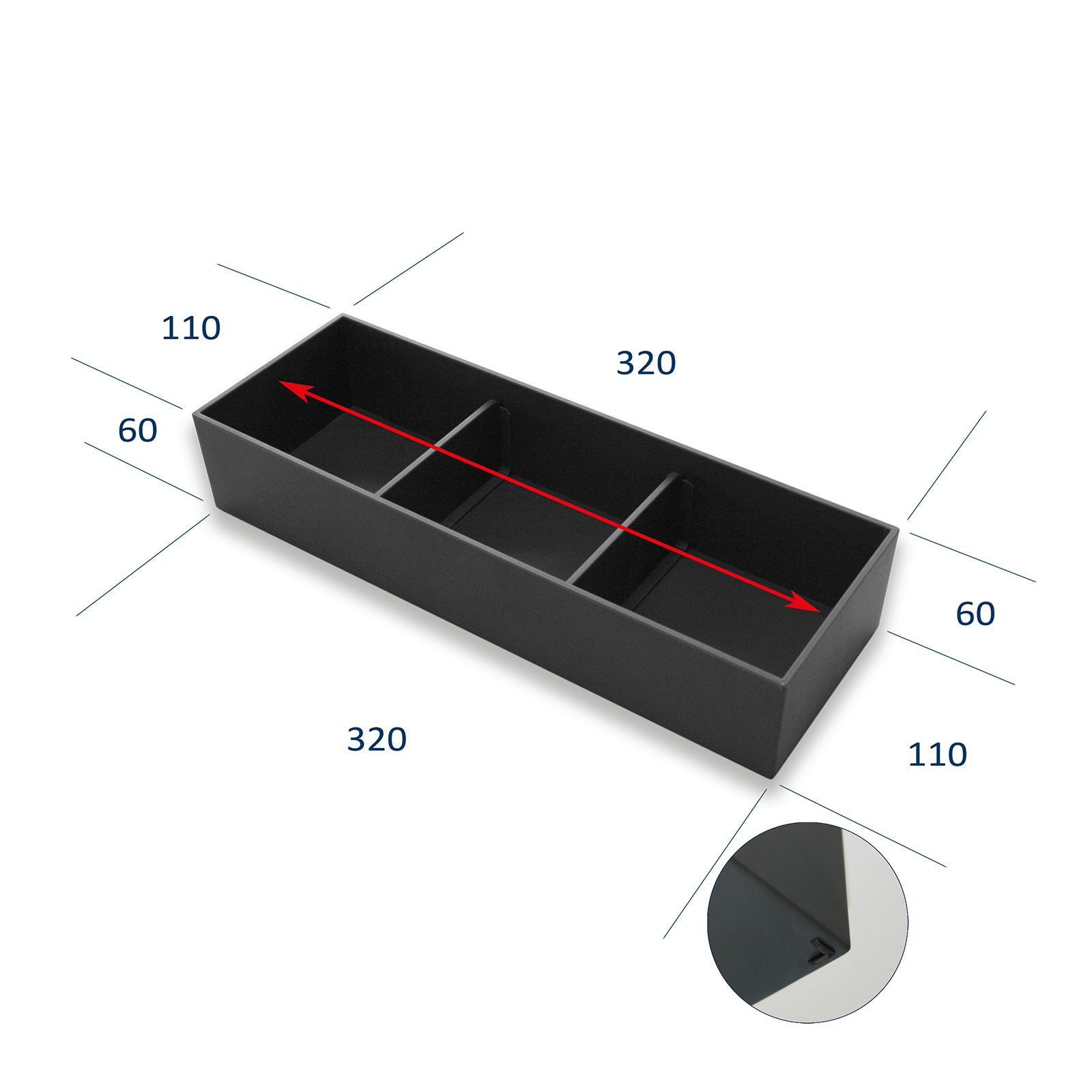 Compartiment de tiroir COMBI pour meubles de salle de bain - kit de 3 pièces combinables