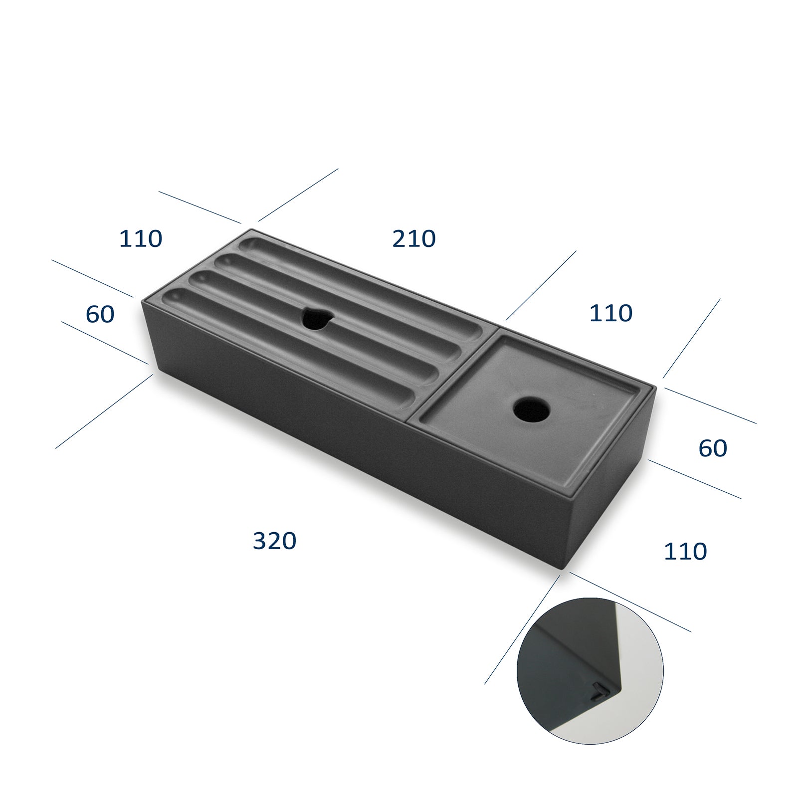 Compartiment de tiroir COMBI pour meubles de salle de bain - kit de 3 pièces combinables