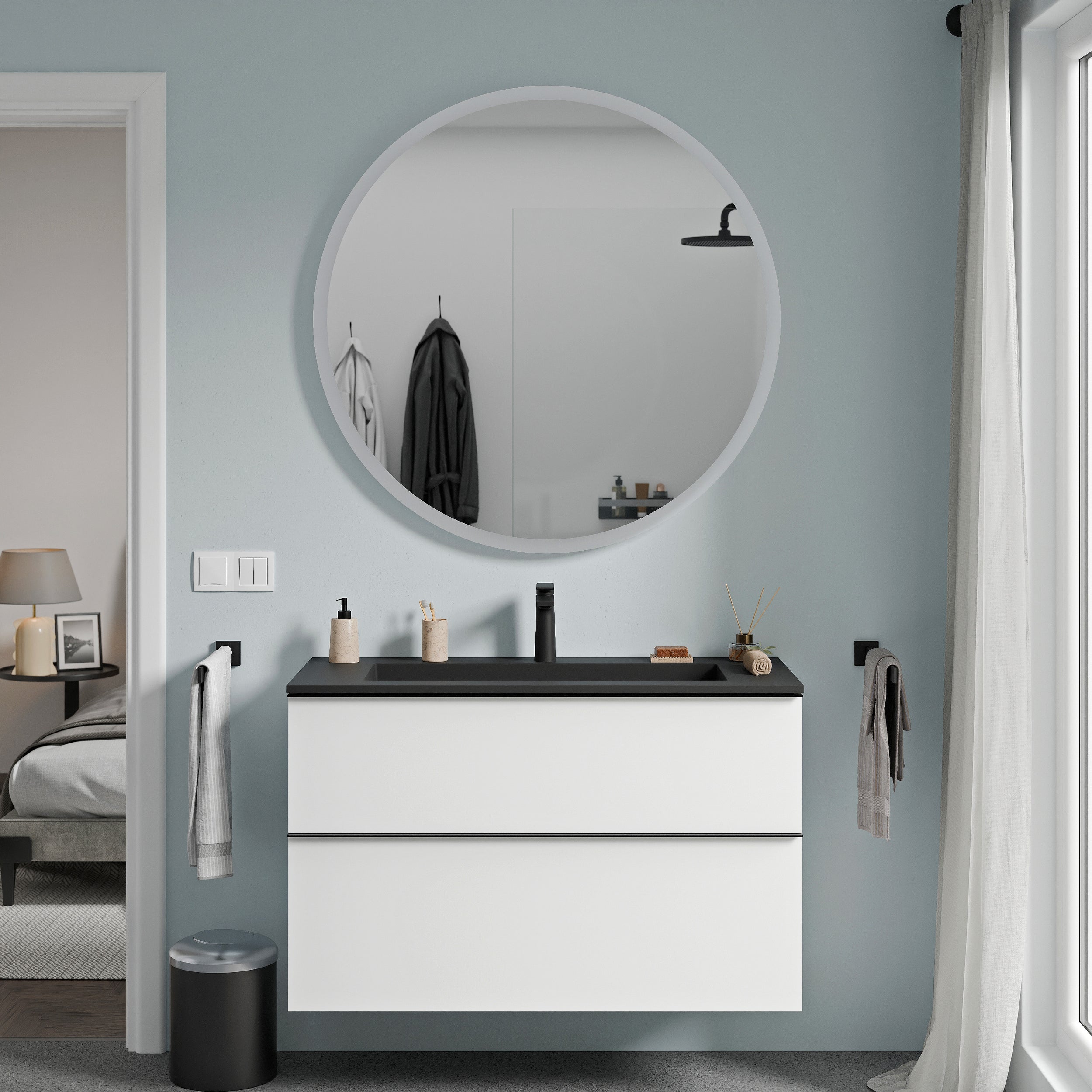 Badmöbel Set VIREO 100 cm mit Waschbecken