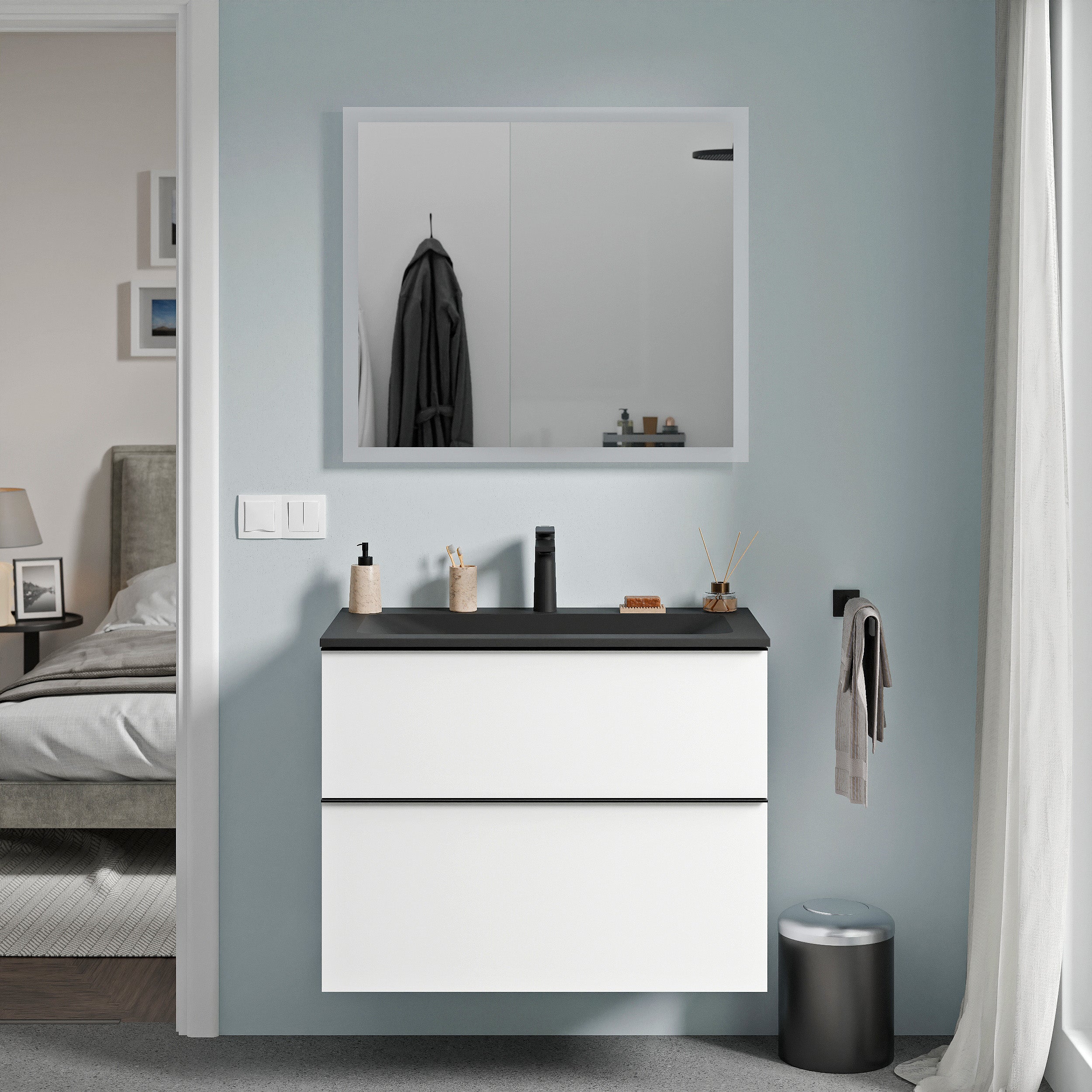 Badmöbel Set VIREO 80 cm mit Waschbecken