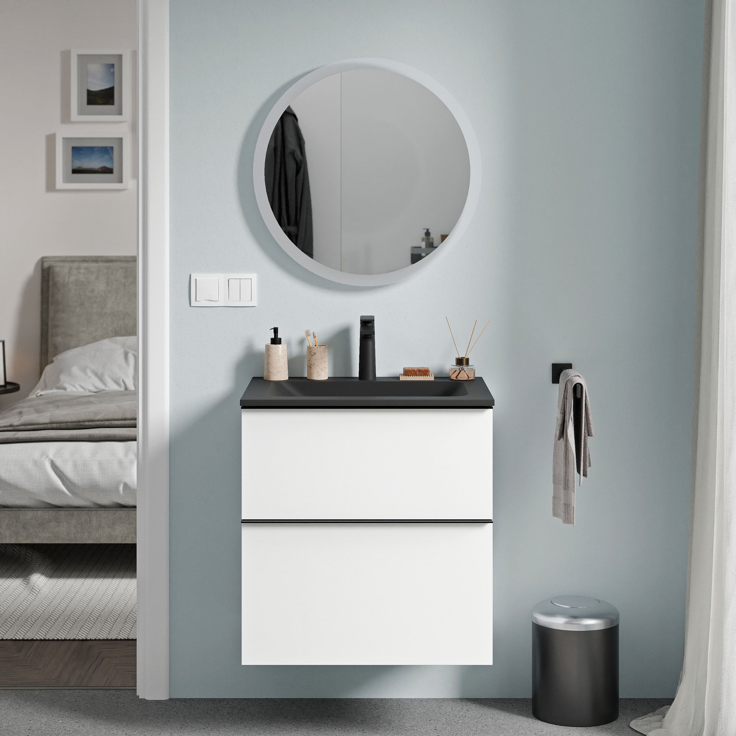 Badmöbel Set VIREO 60 cm mit Waschbecken