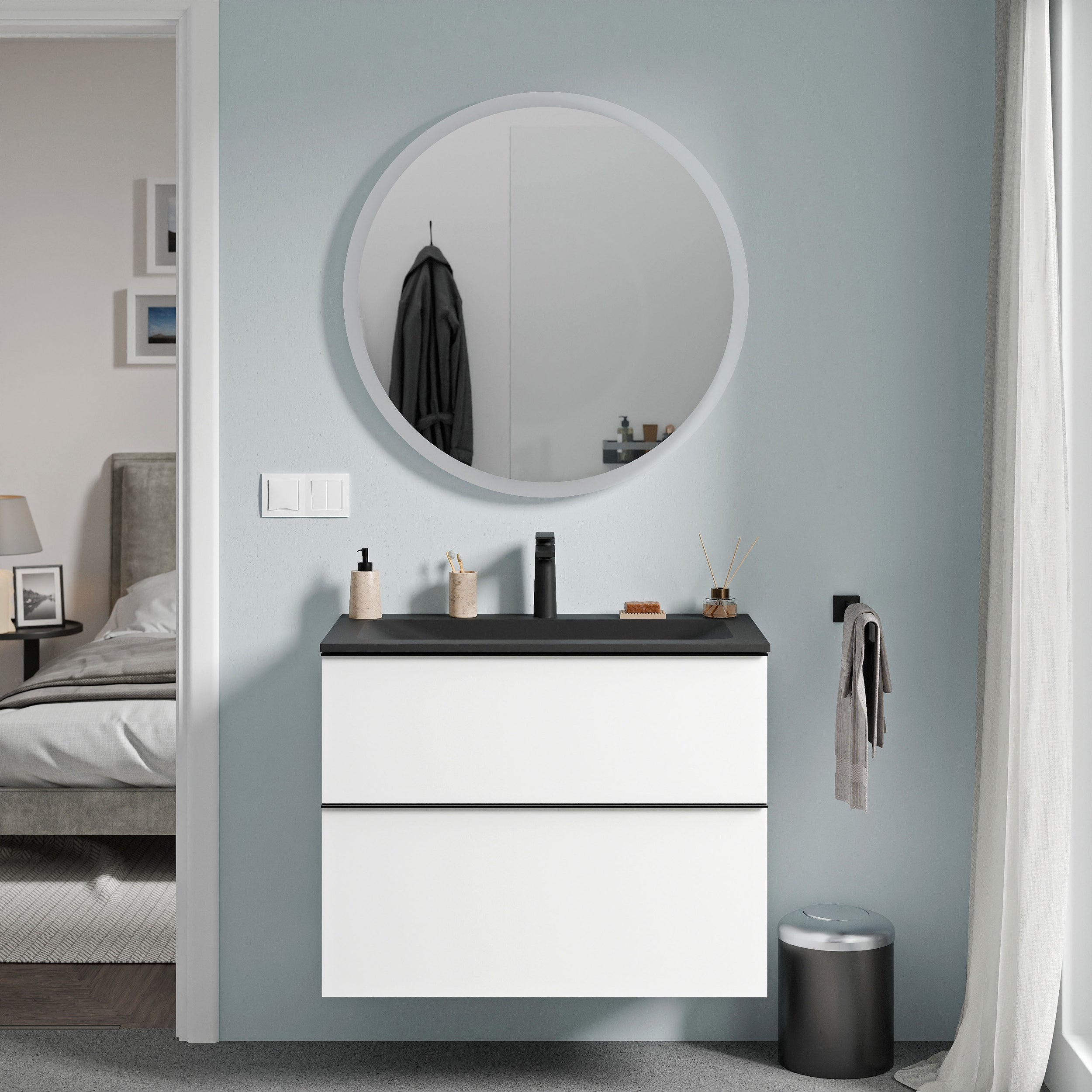 Badmöbel Set VIREO 80 cm mit Waschbecken