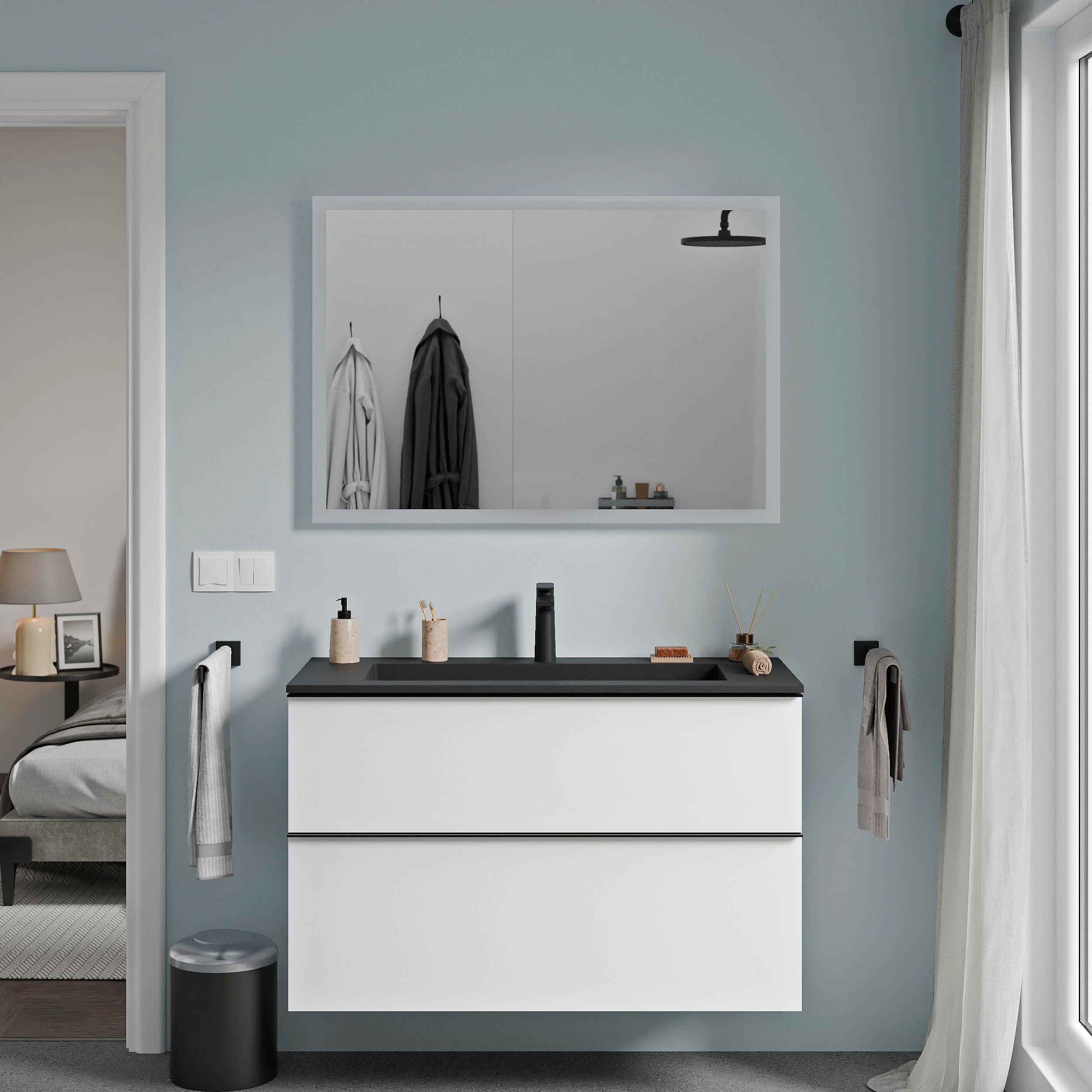 Badmöbel Set VIREO 100 cm mit Waschbecken