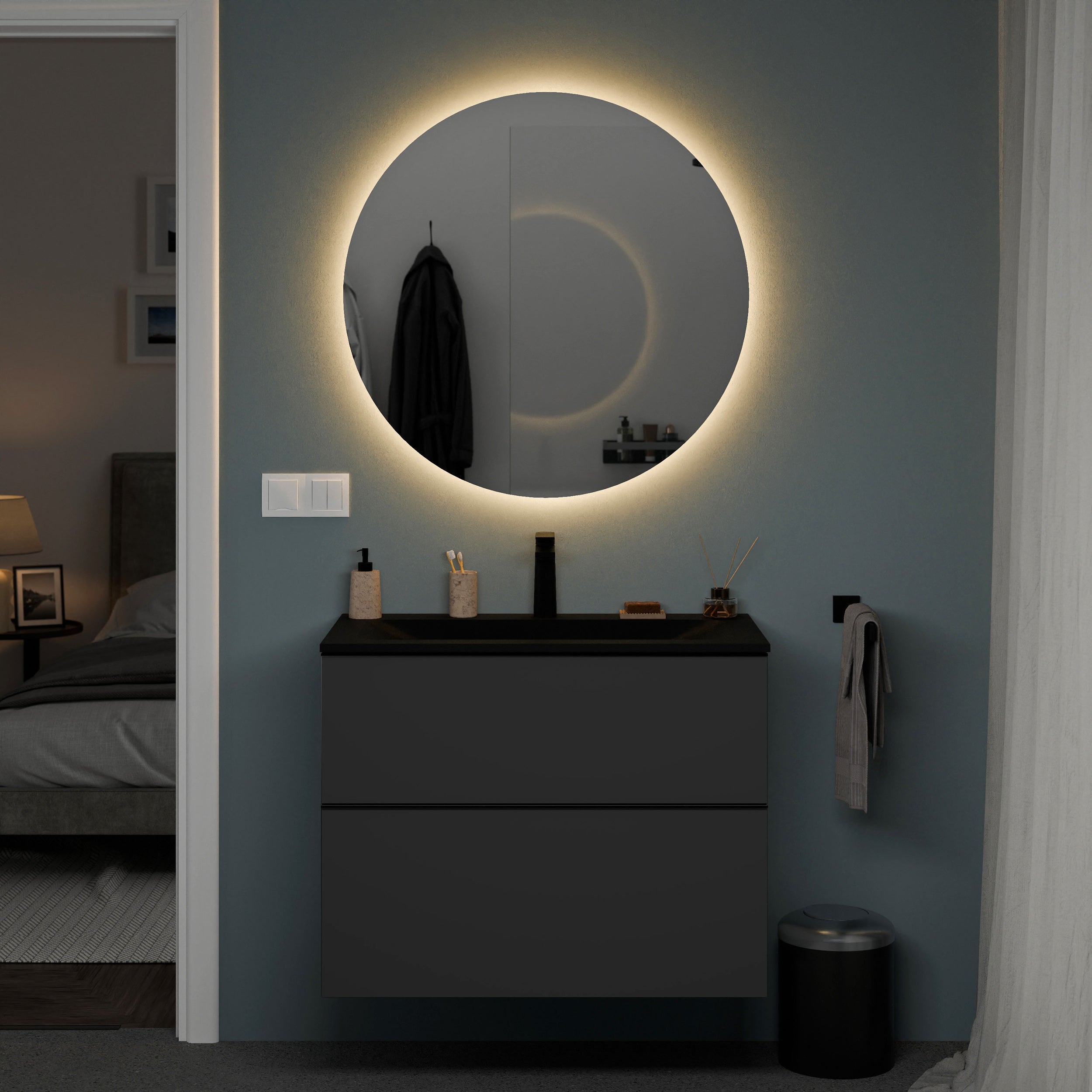 Badmöbel Set TIM 80 cm mit Keramikbecken