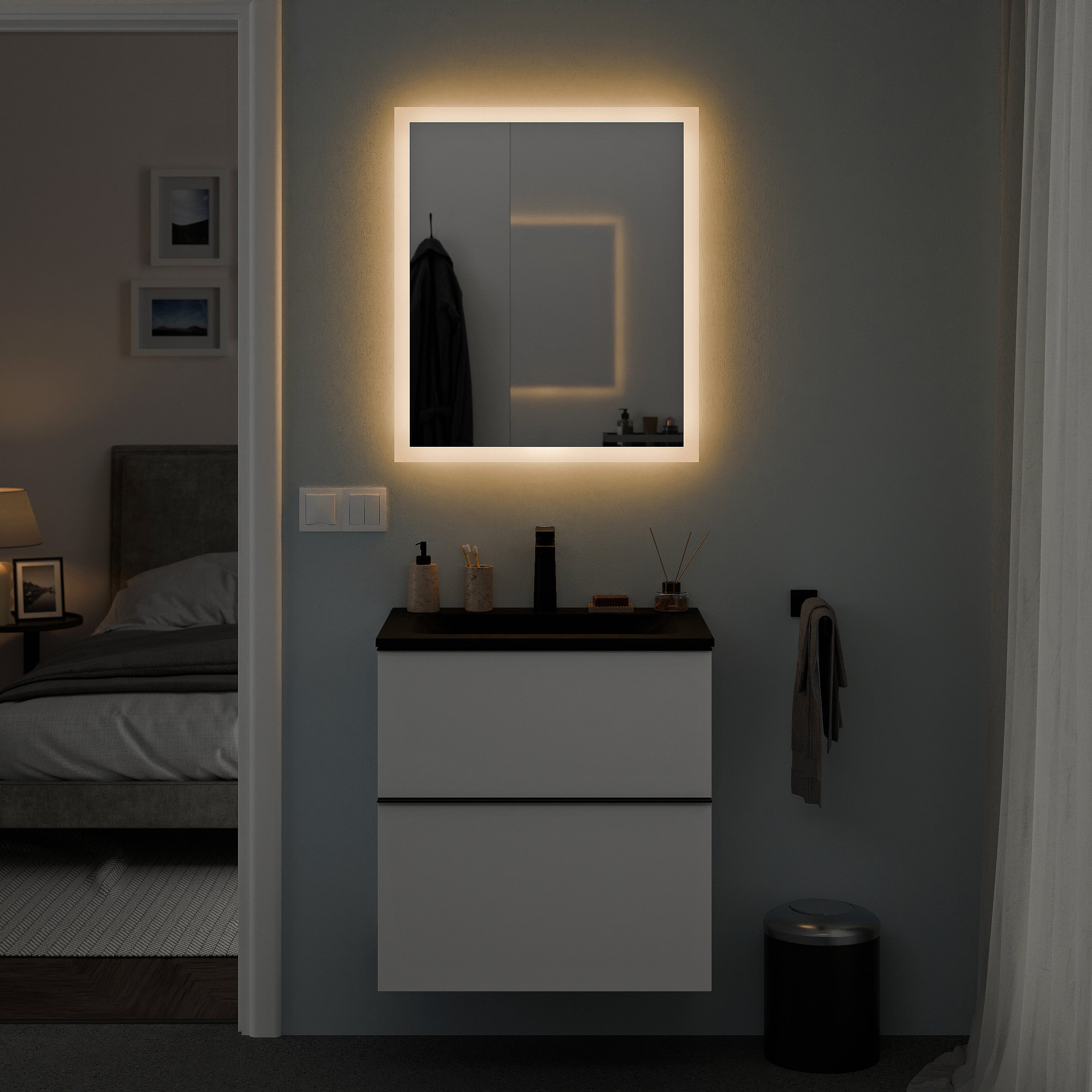 Badmöbel Set VIREO 60 cm mit Waschbecken