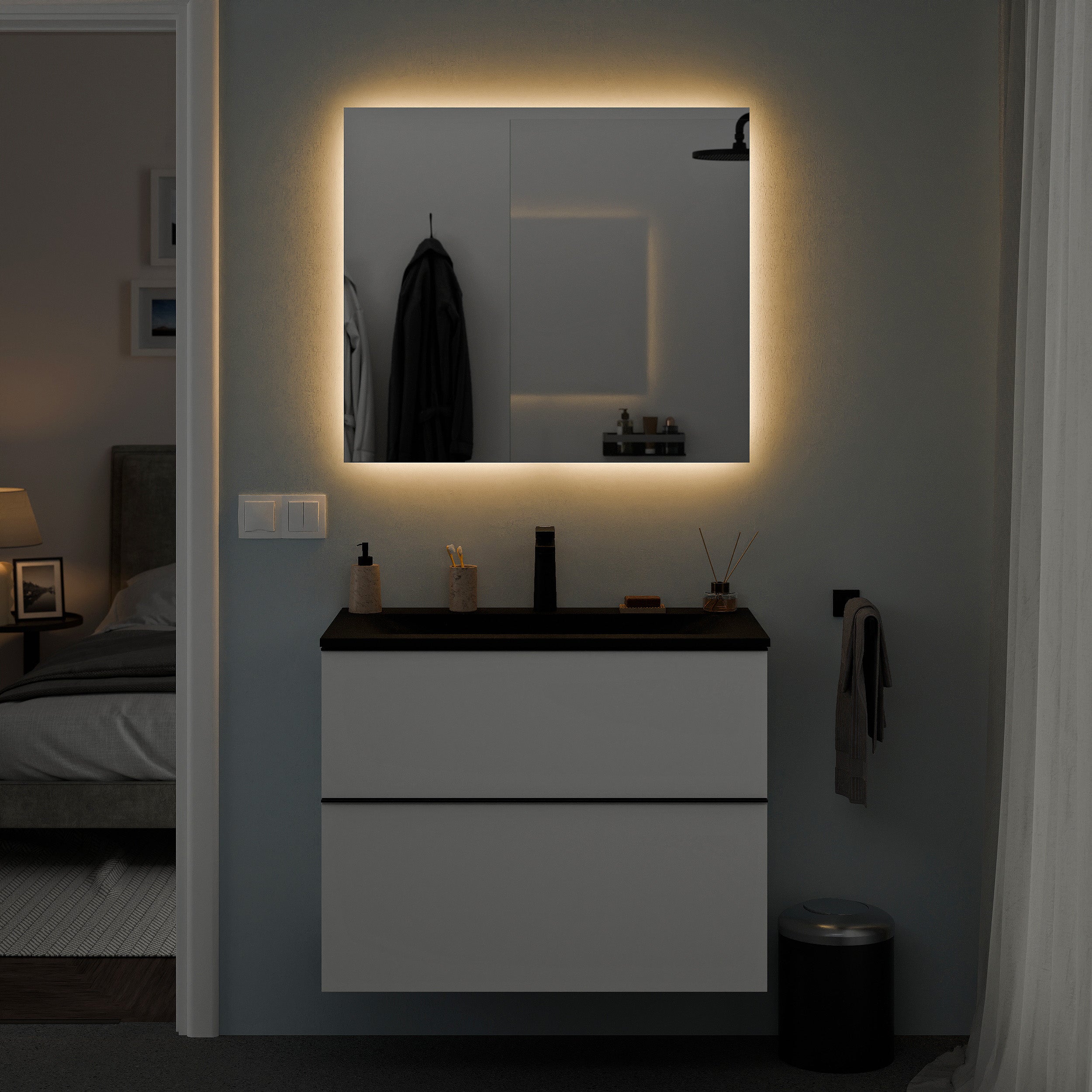 Badmöbel Set TIM 80 cm mit Keramikbecken