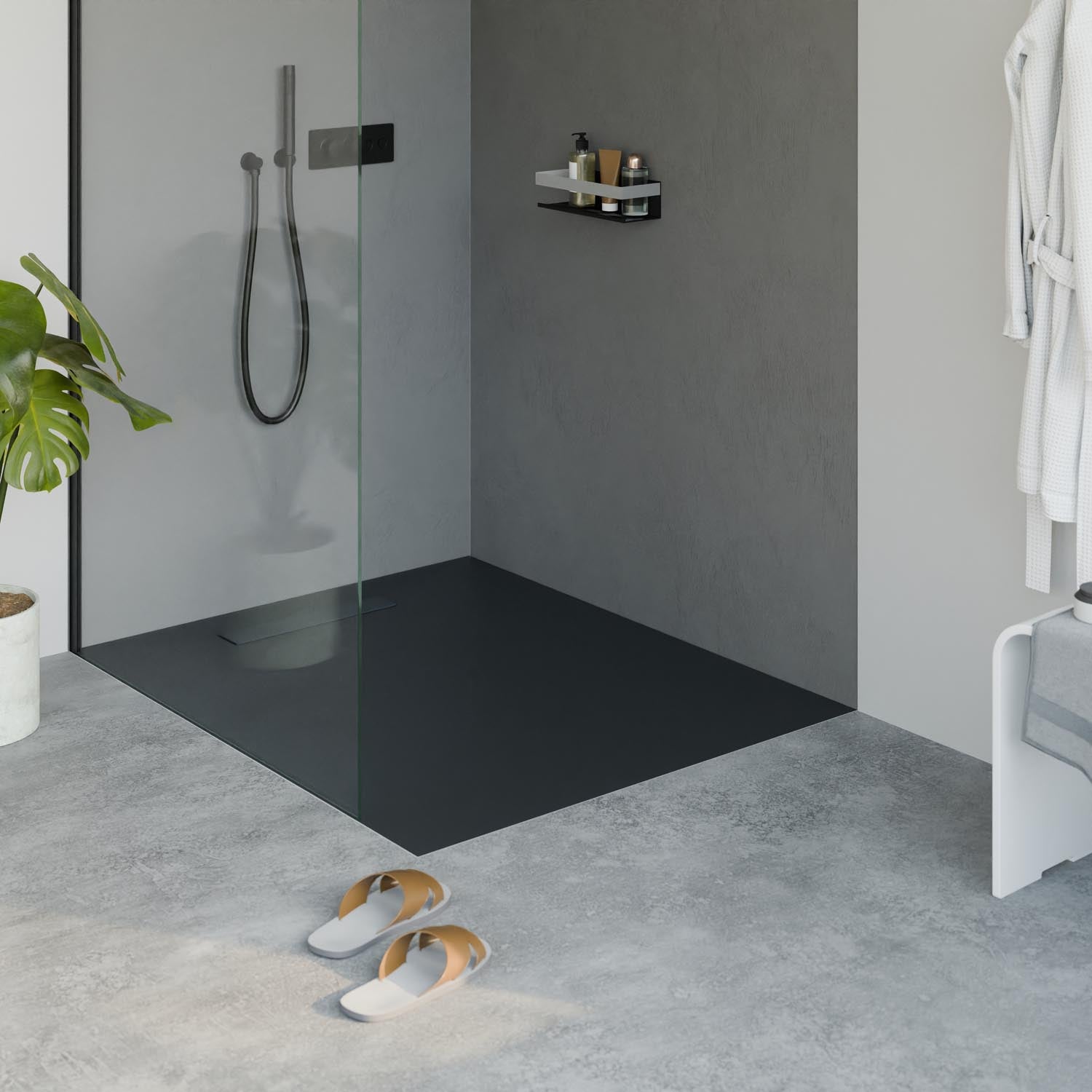 Flache Duschwanne Mineralguss LAVOA 100x120cm