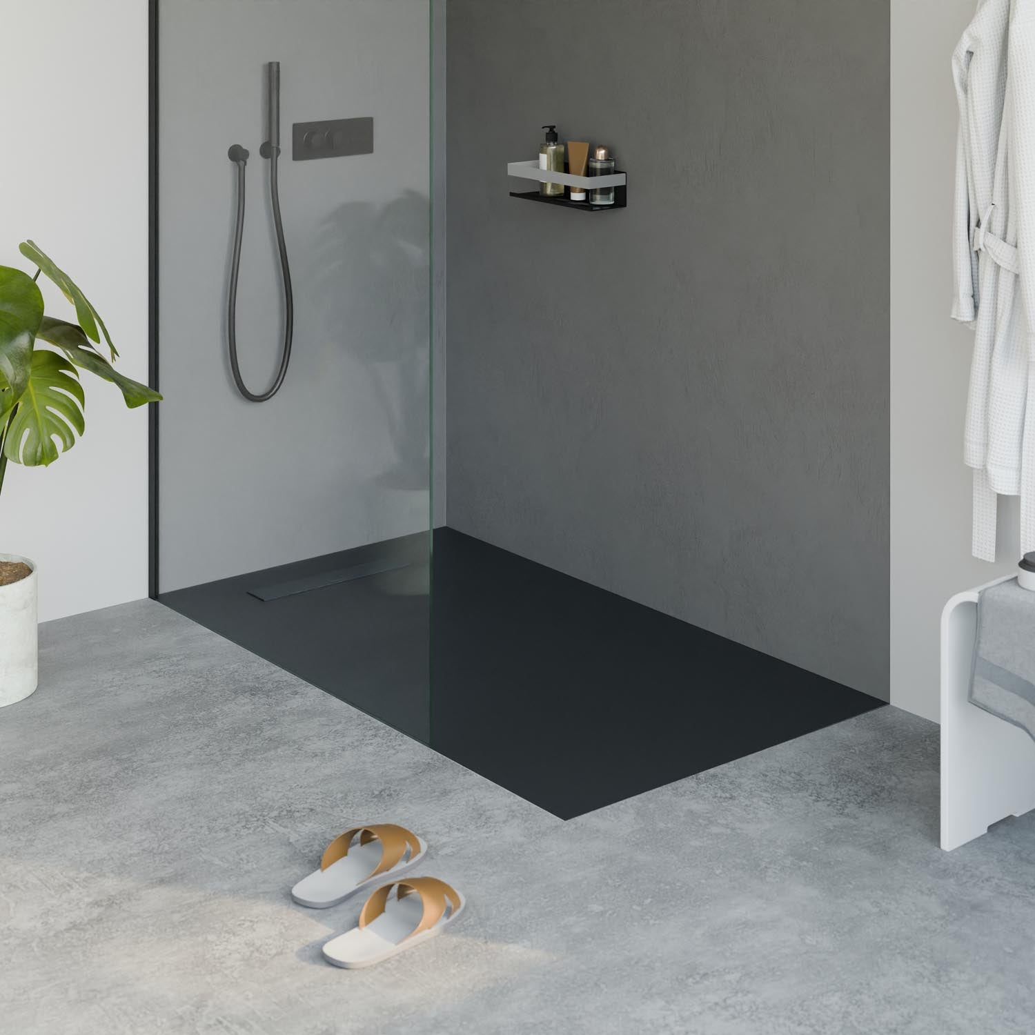 Flache Duschwanne Mineralguss LAVOA 80x140cm