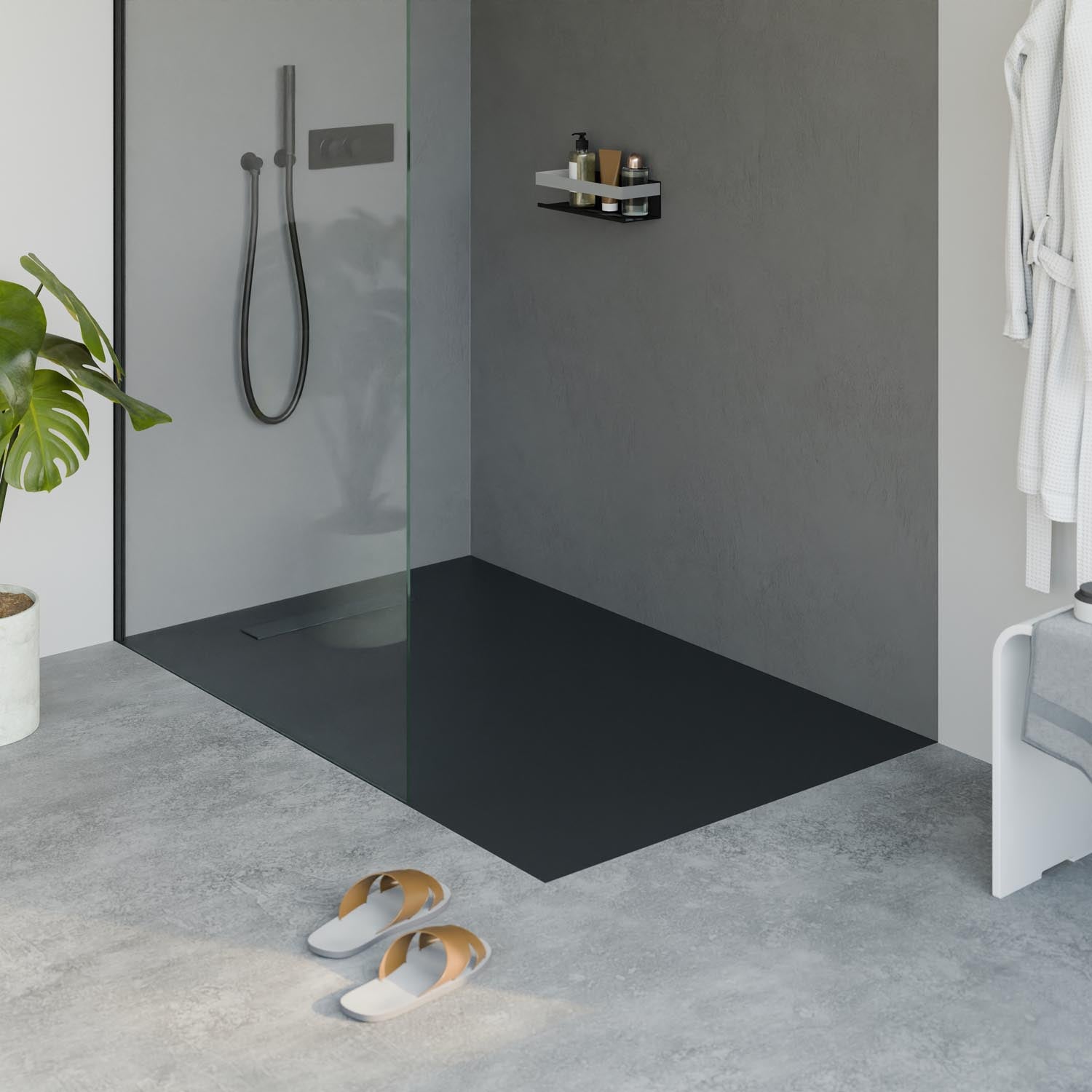 Flache Duschwanne Mineralguss LAVOA 90x140cm