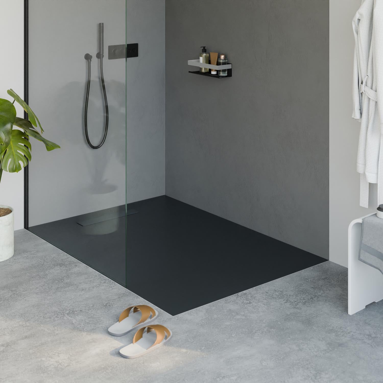 Flache Duschwanne Mineralguss LAVOA 100x140cm