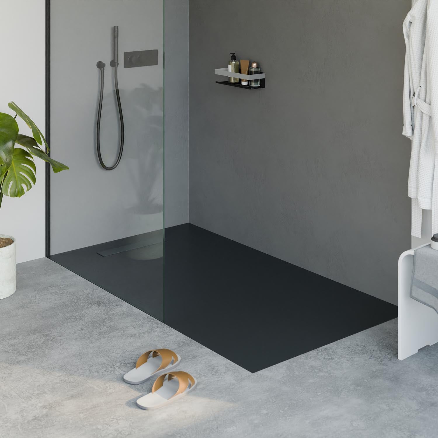 Flache Duschwanne Mineralguss LAVOA 90x160cm