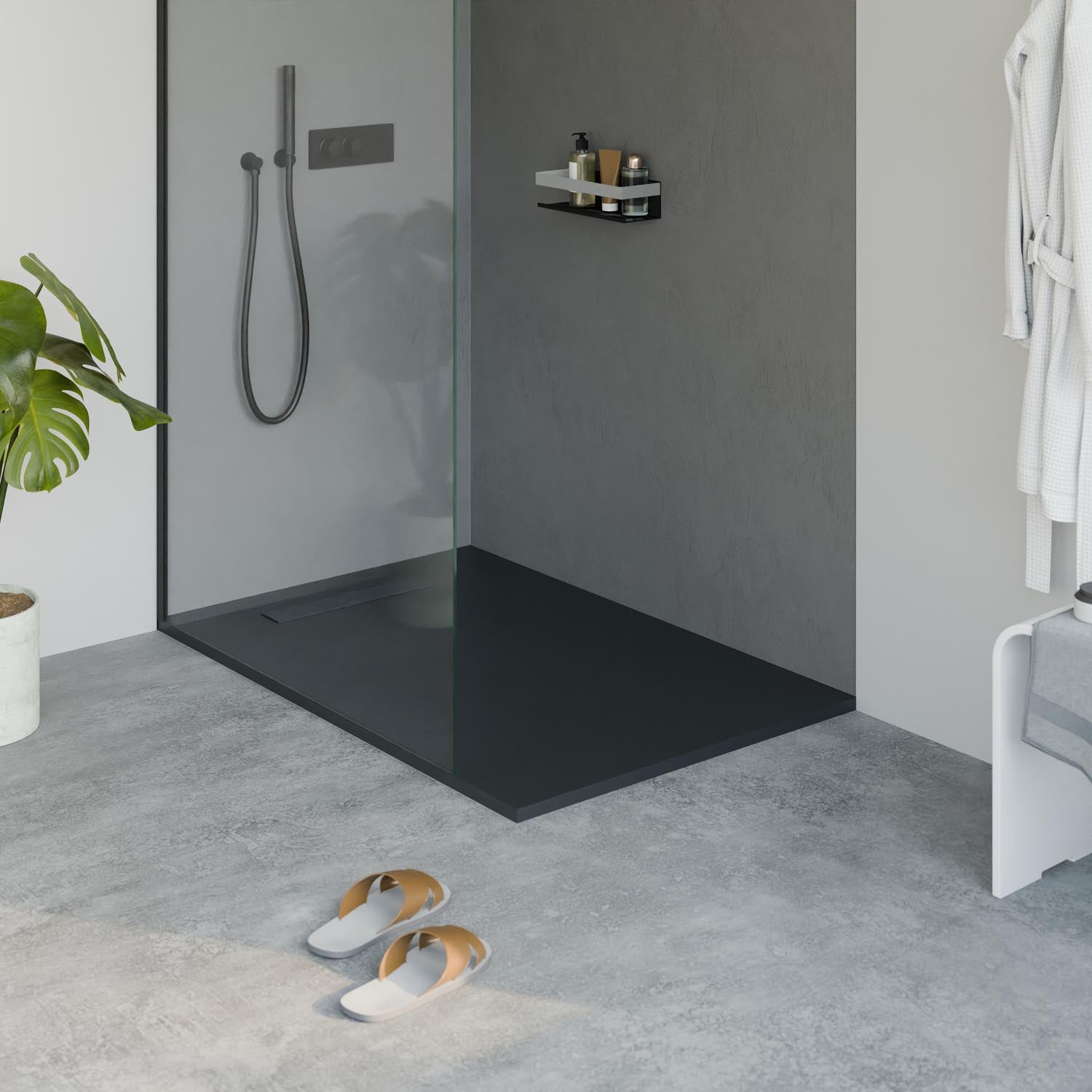 Flache Duschwanne Mineralguss LAVOA