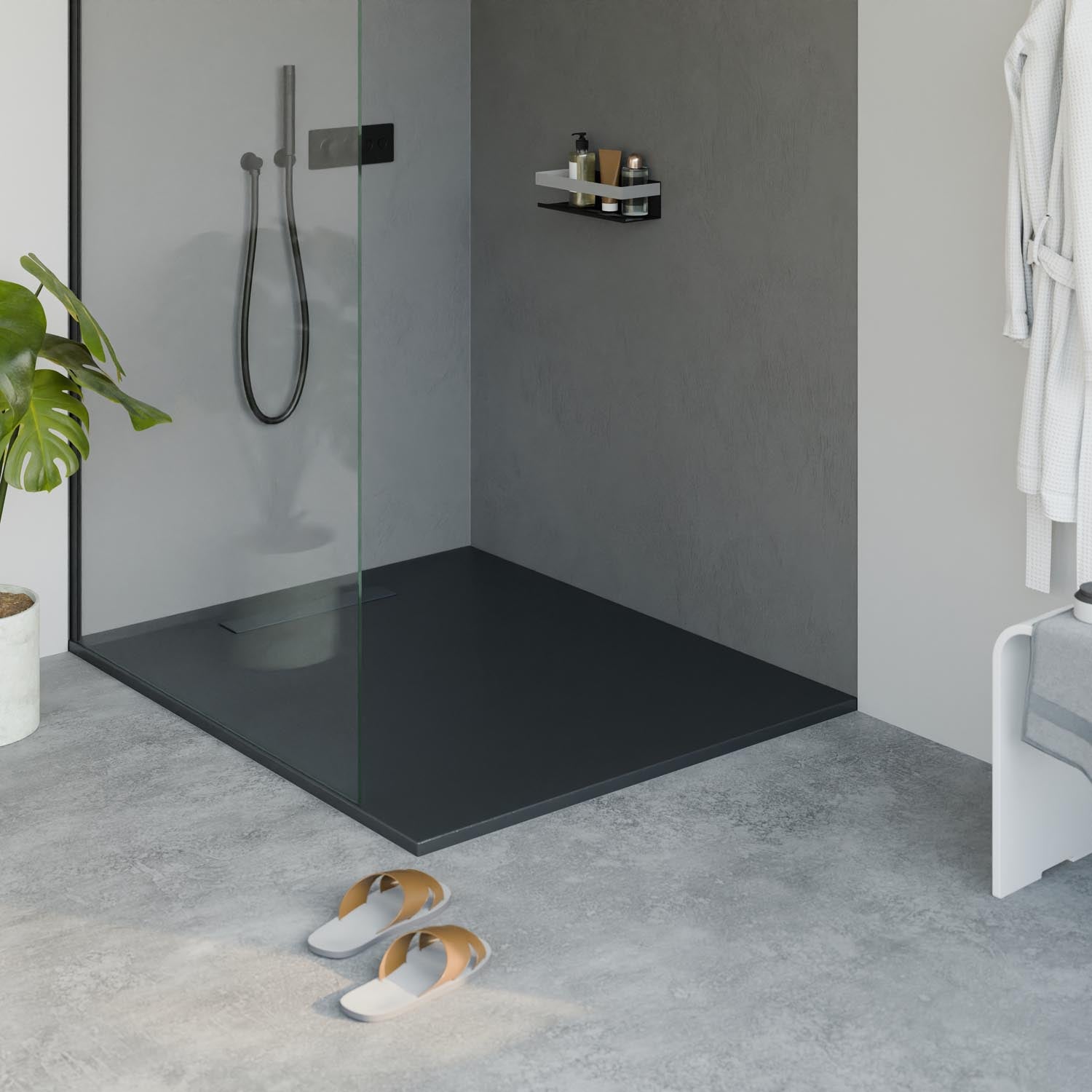 Flache Duschwanne Mineralguss LAVOA