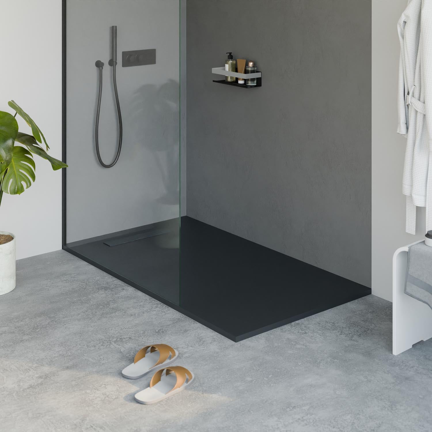 Flache Duschwanne Mineralguss LAVOA