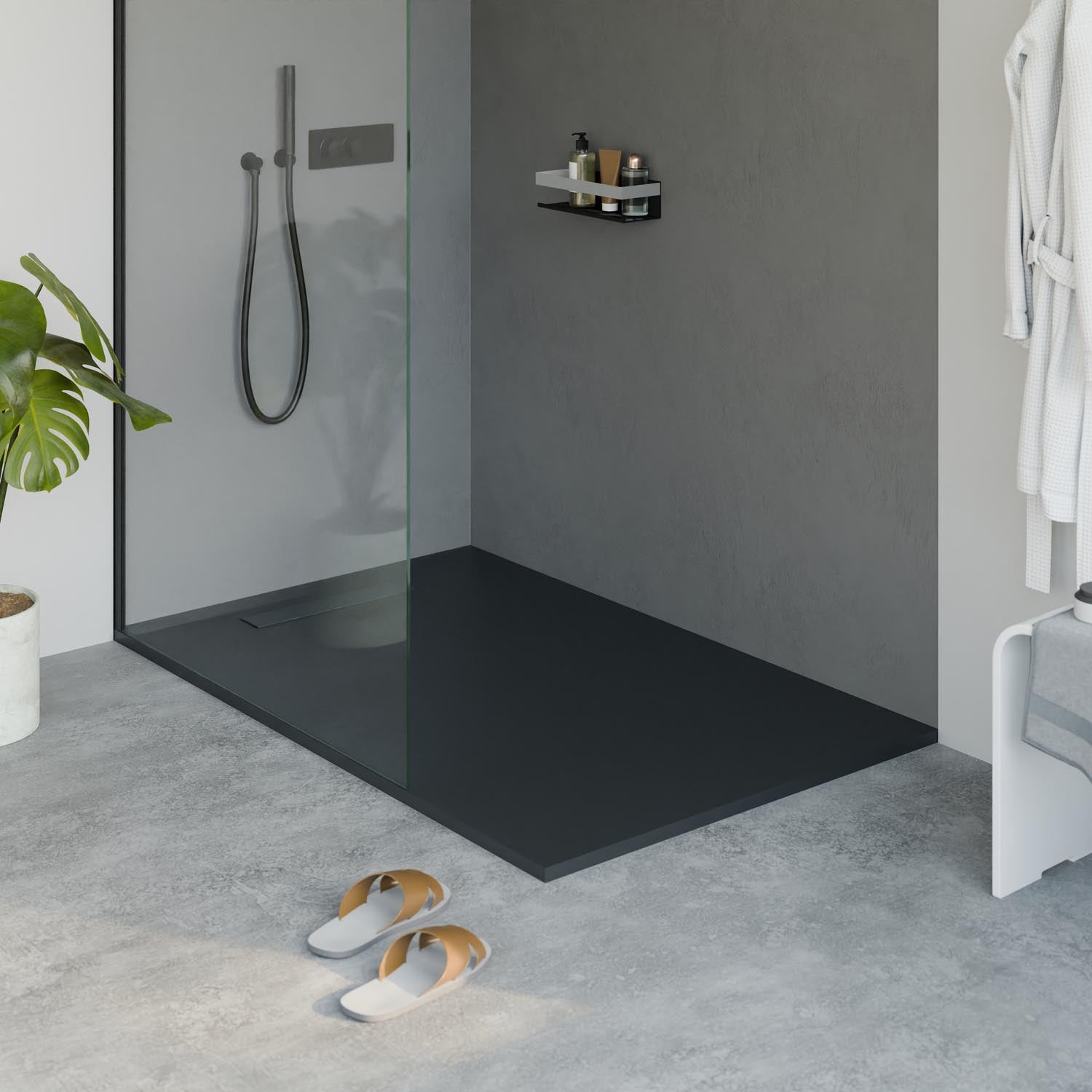 Flache Duschwanne Mineralguss LAVOA