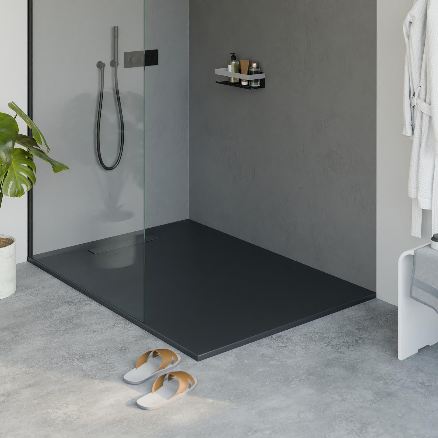 Flache Duschwanne Mineralguss LAVOA