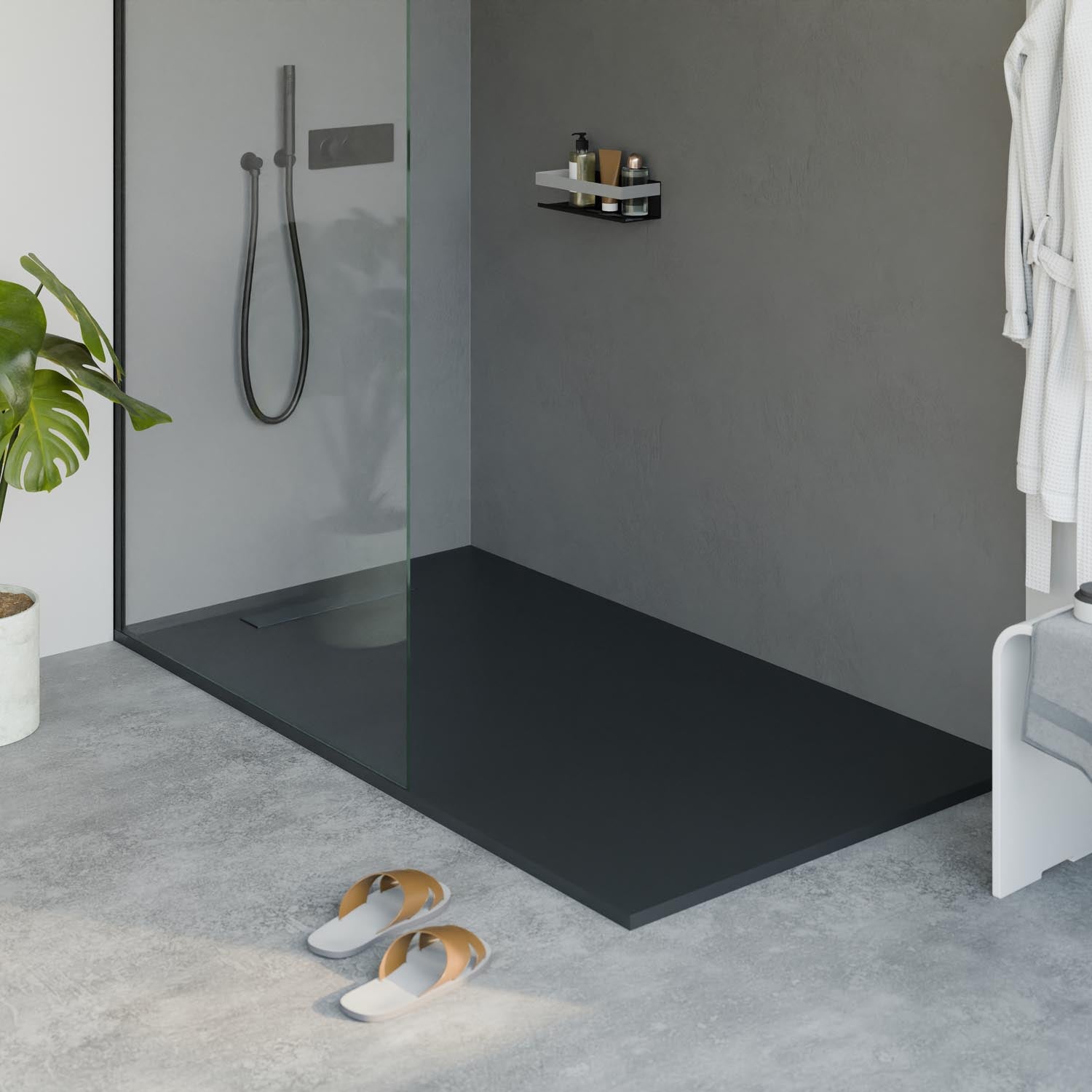 Flache Duschwanne Mineralguss LAVOA