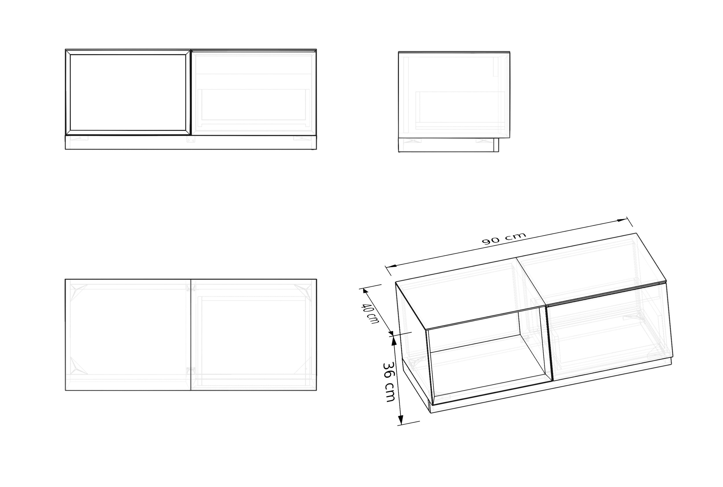 Banc de salle de bain ARCTIC - espace de rangement ouvert à gauche - blanc Softtouch