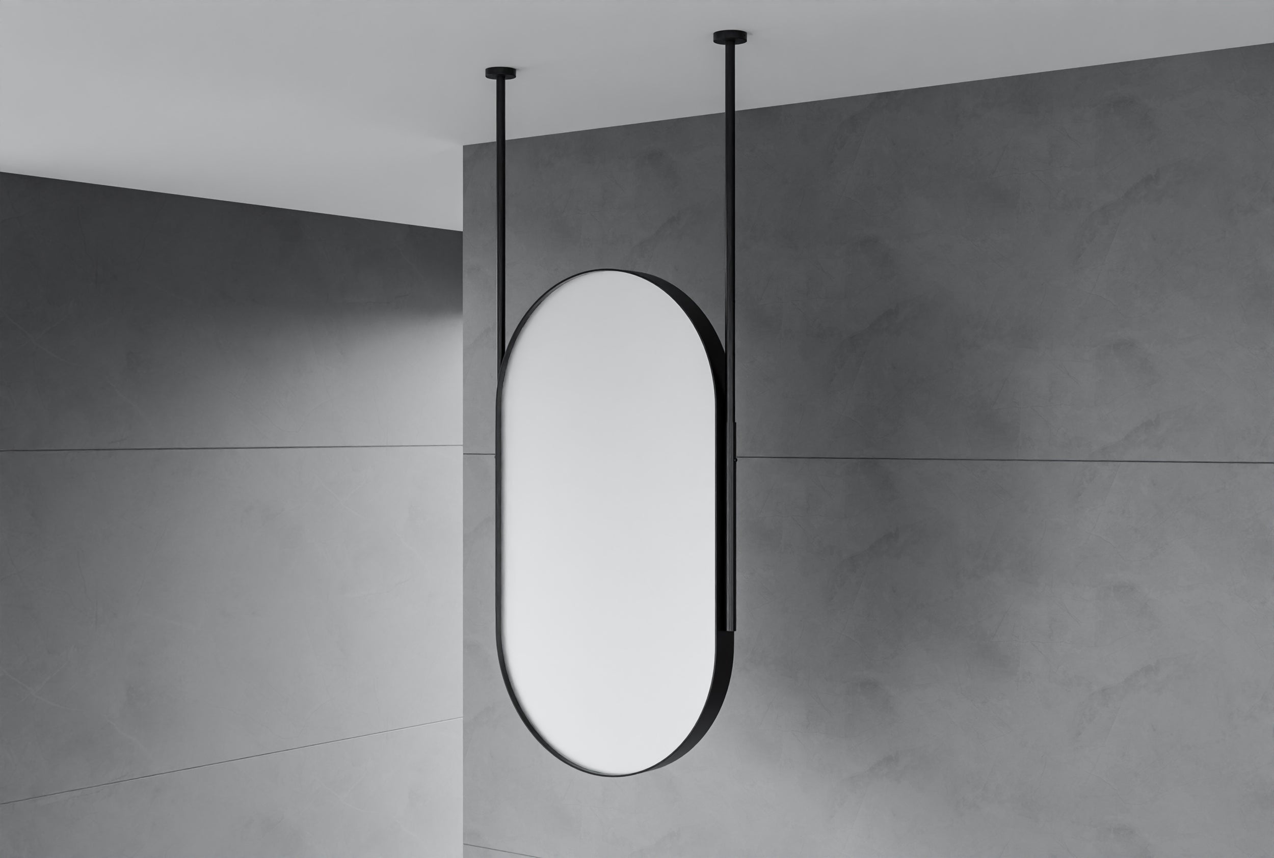 Miroir suspendu ARCTIC ovale - 60 x 100 cm - réglable en hauteur