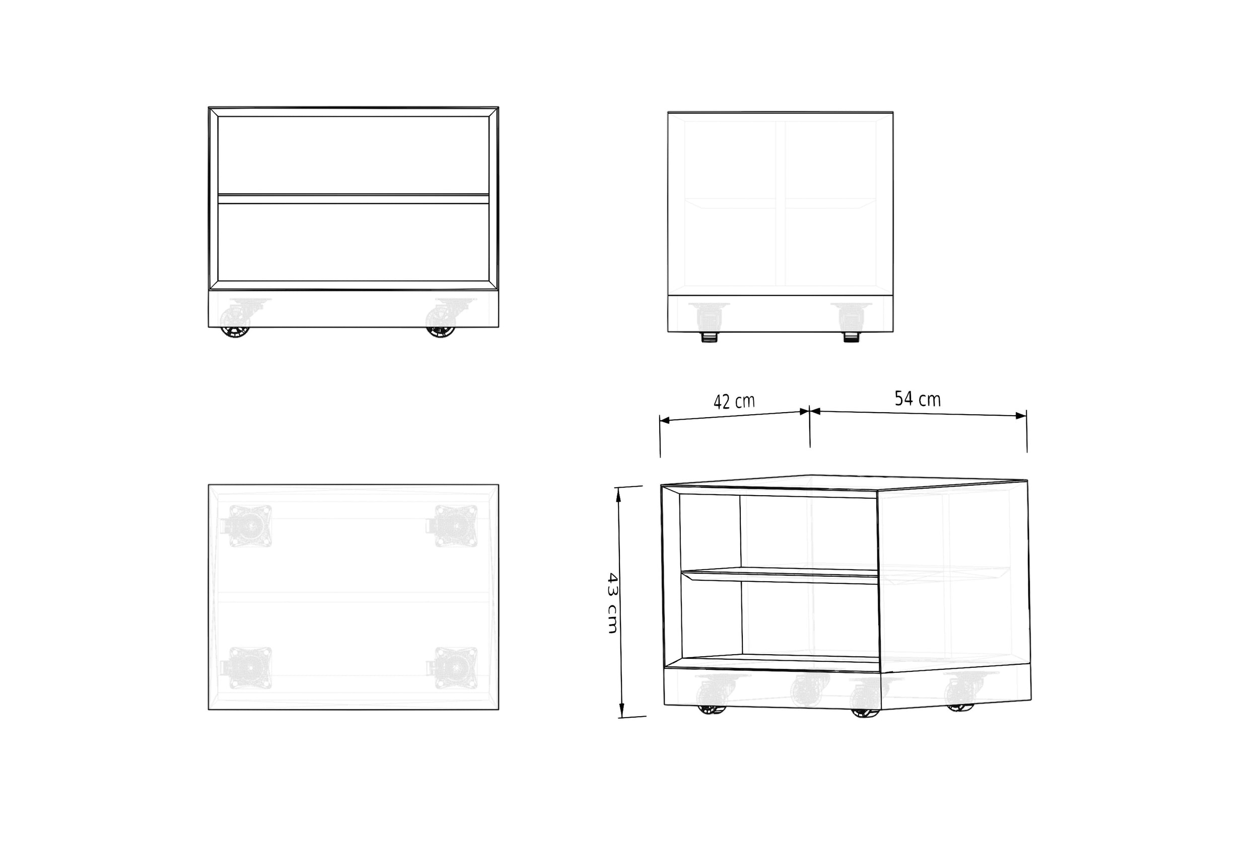 Tabouret ARCTIC avec espace de rangement et roulettes - blanc Softtouch