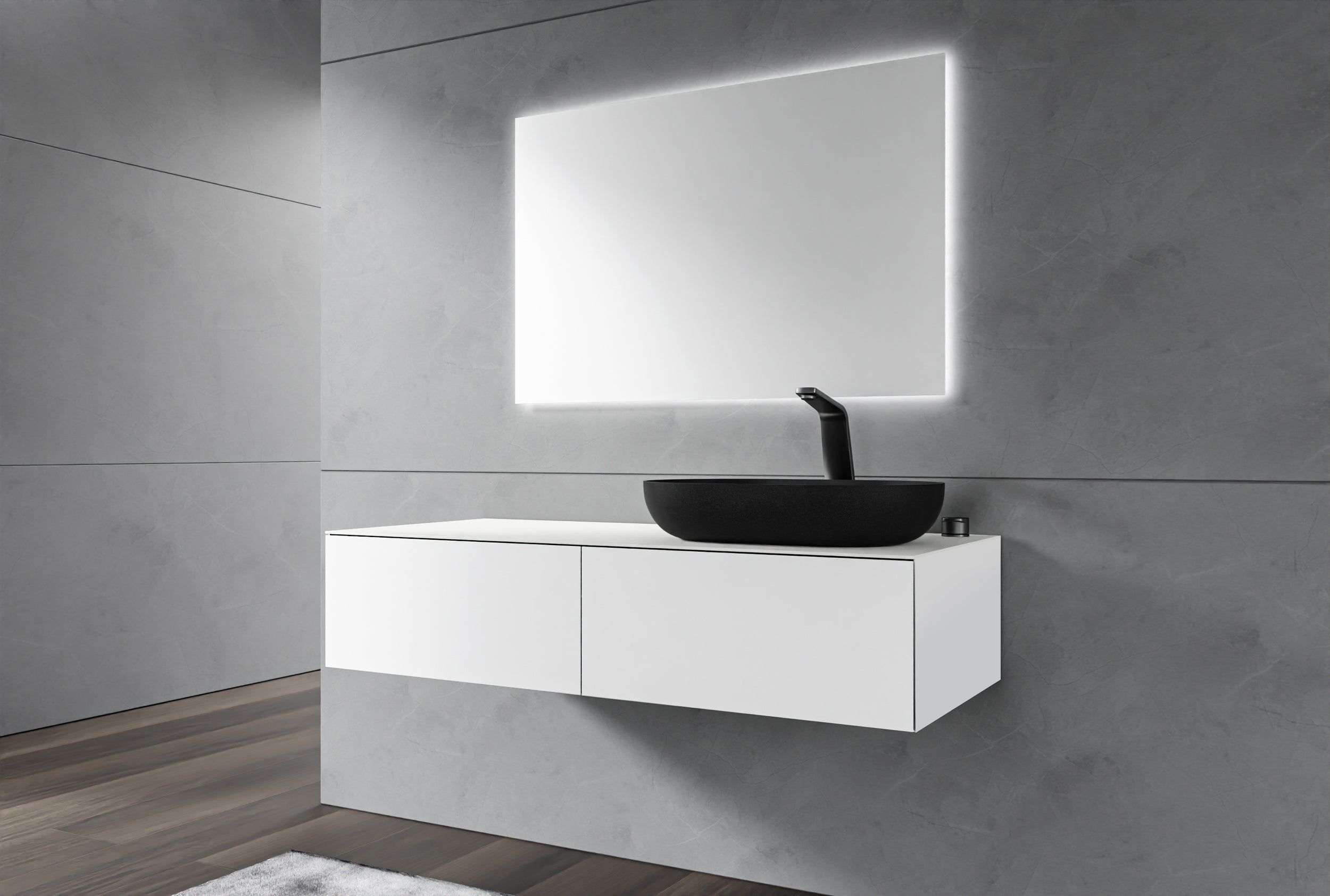 Mobiletto ARCTIC 1200 White Softtouch per lavabo da appoggio. 