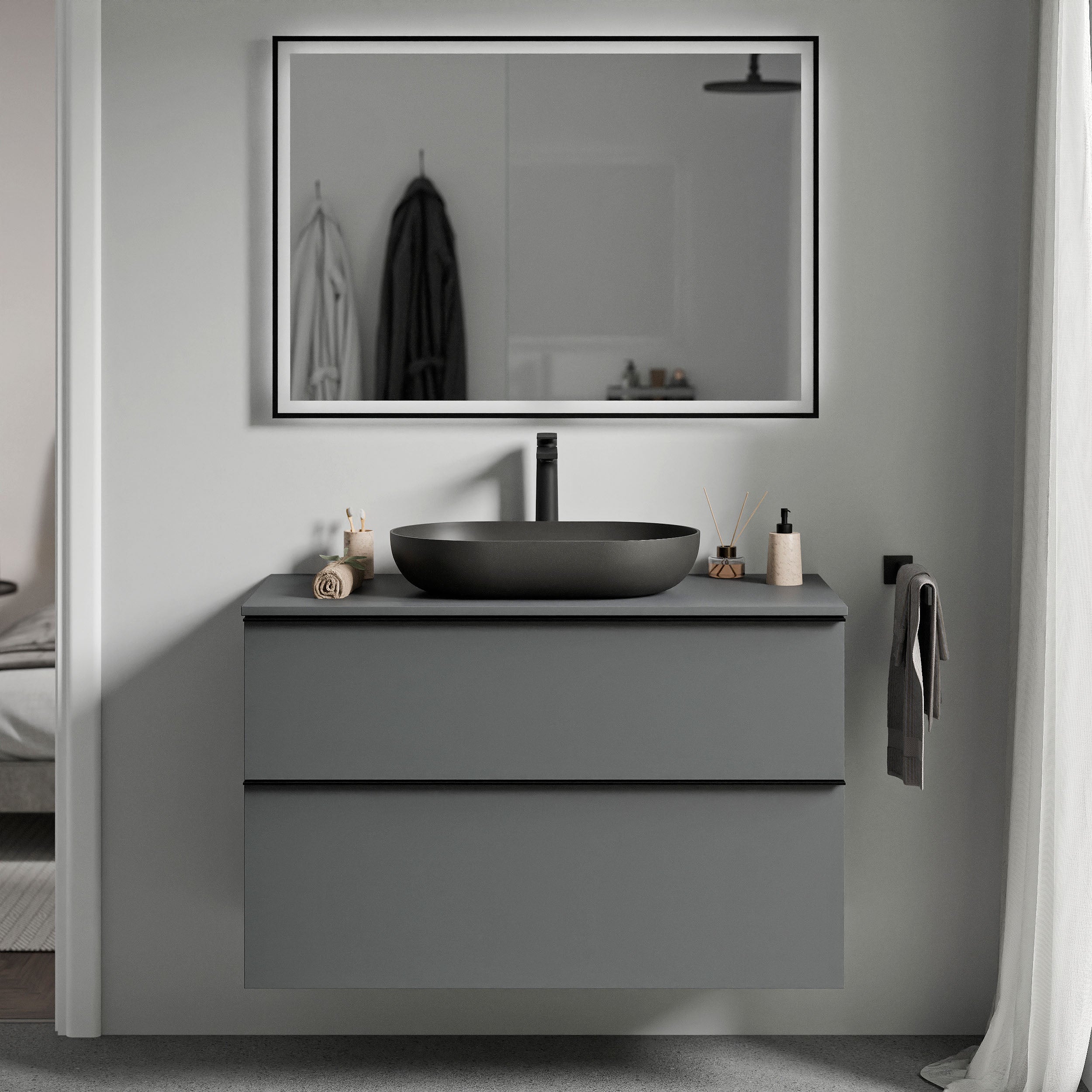 Unterschrank LAVOA 80 cm Anthrazit matt Anthrazit matt