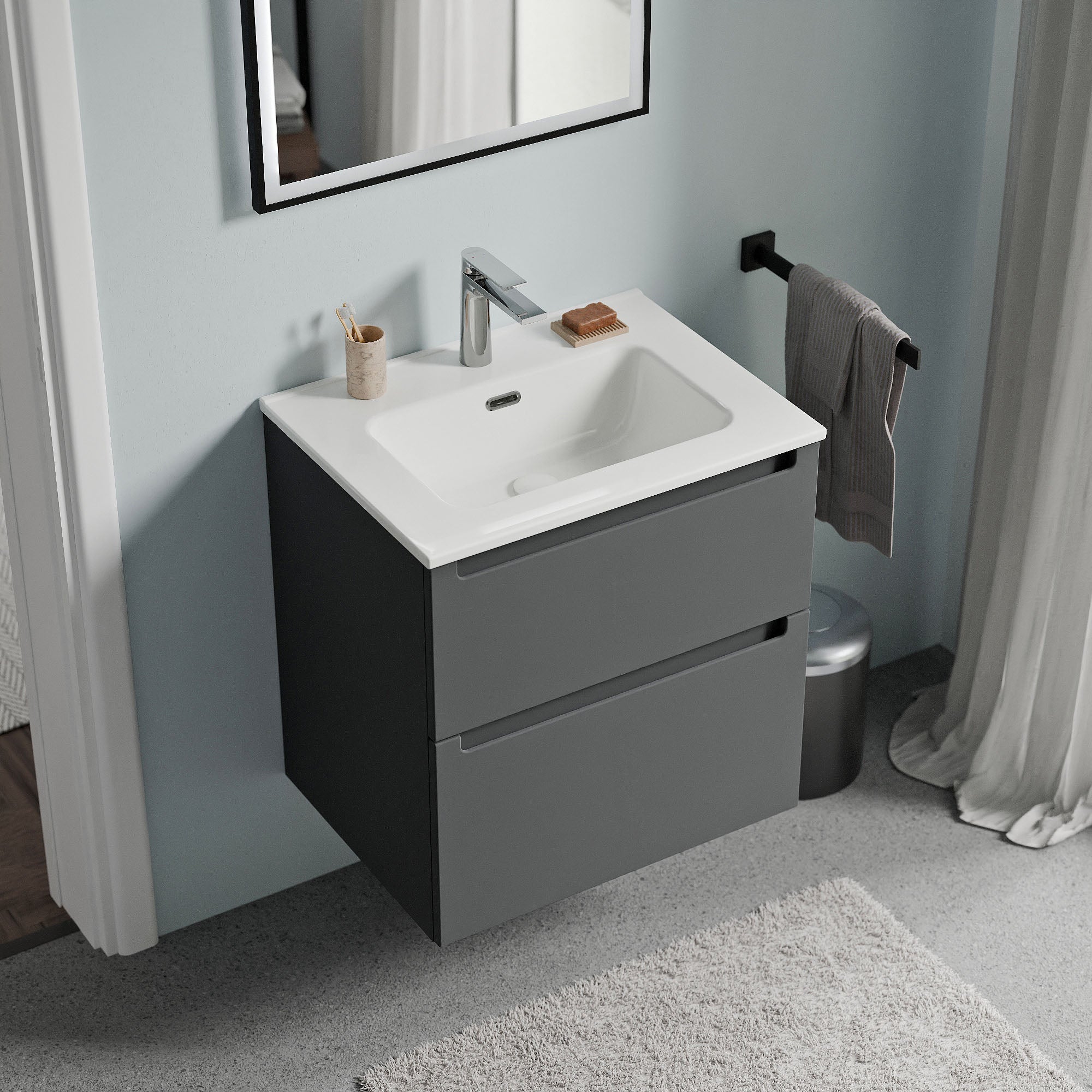Badmöbel Set VIREO 60 cm mit Waschbecken