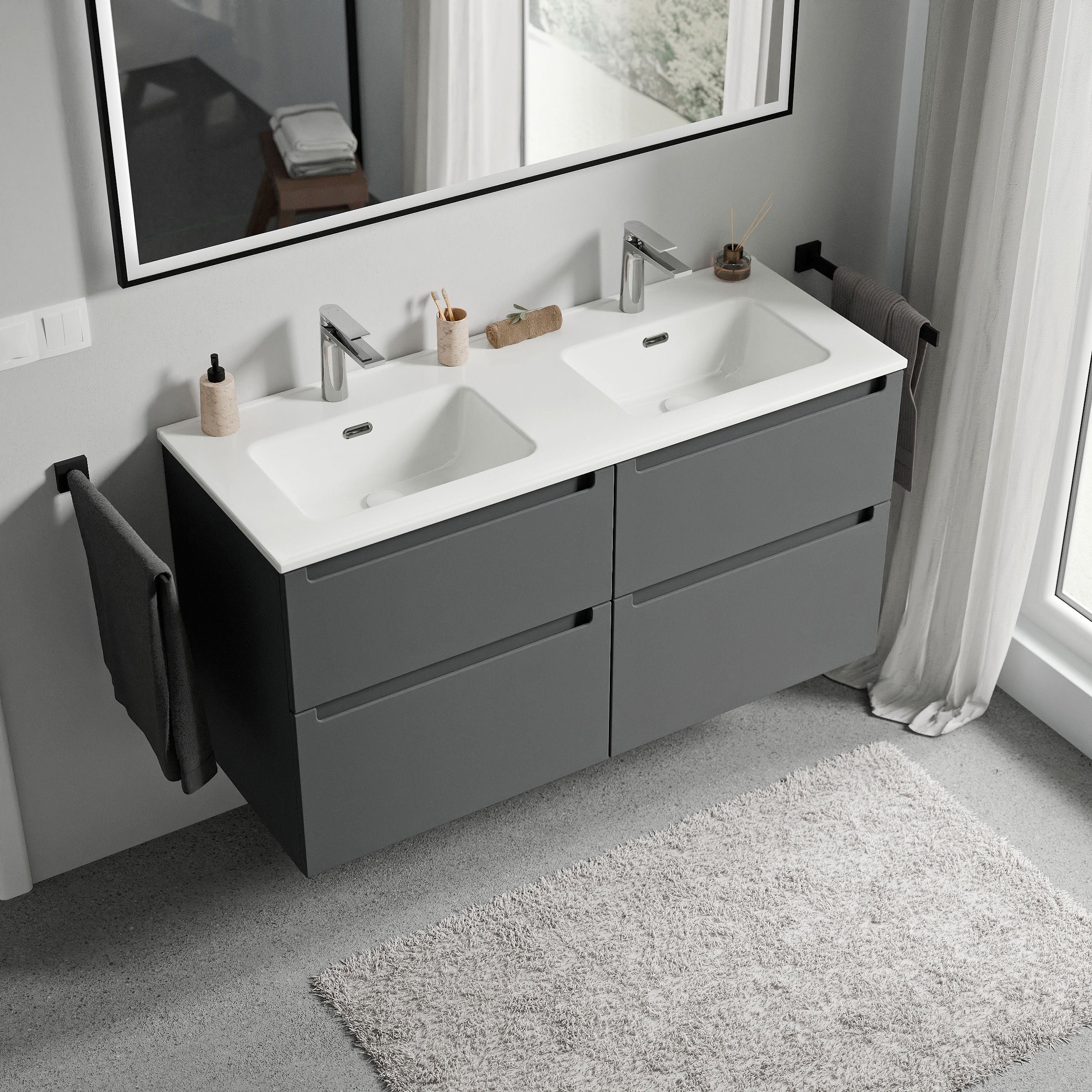 Badmöbel Set VIREO 120 cm mit Doppelwaschbecken