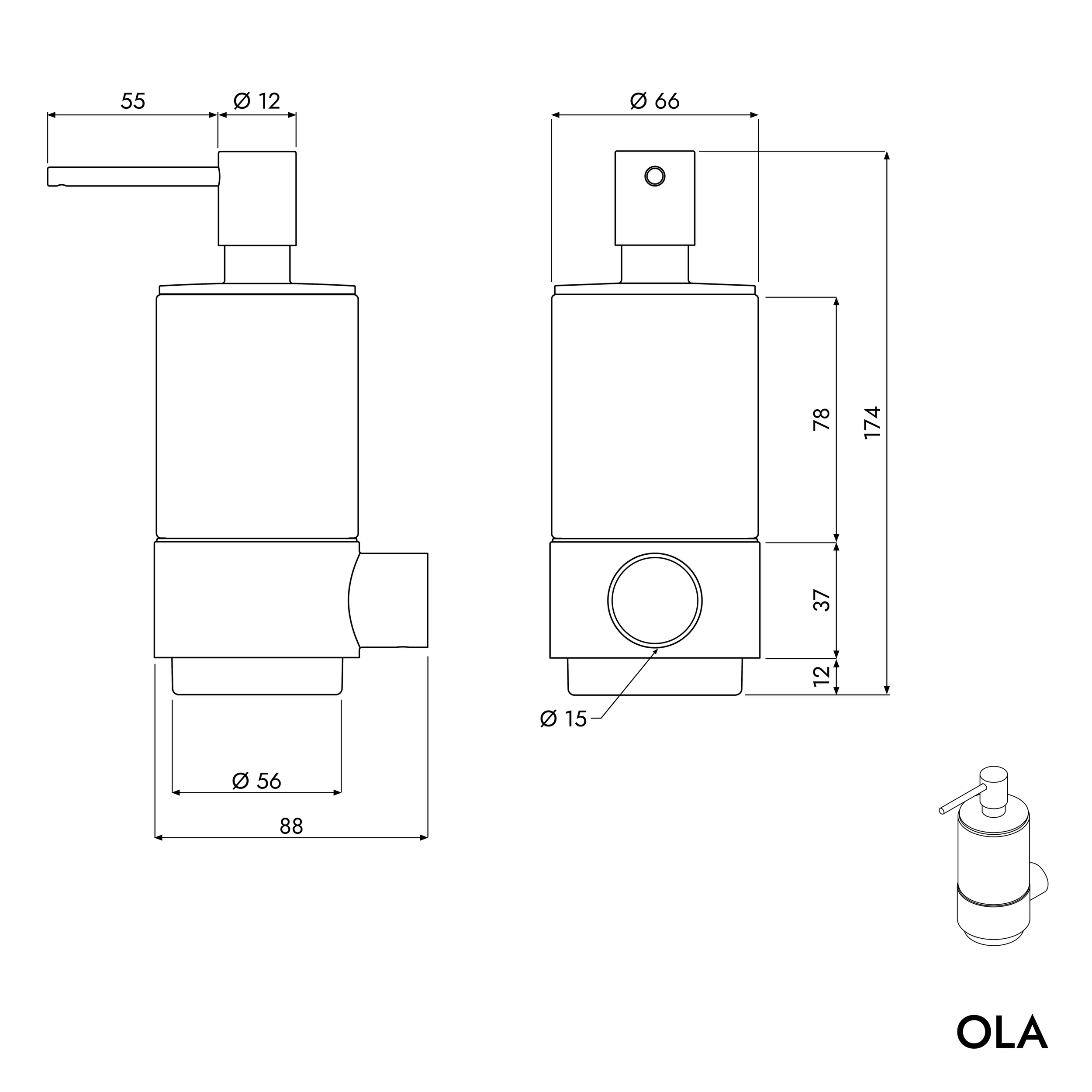 OLA distributeur de savon rond, couleur au choix