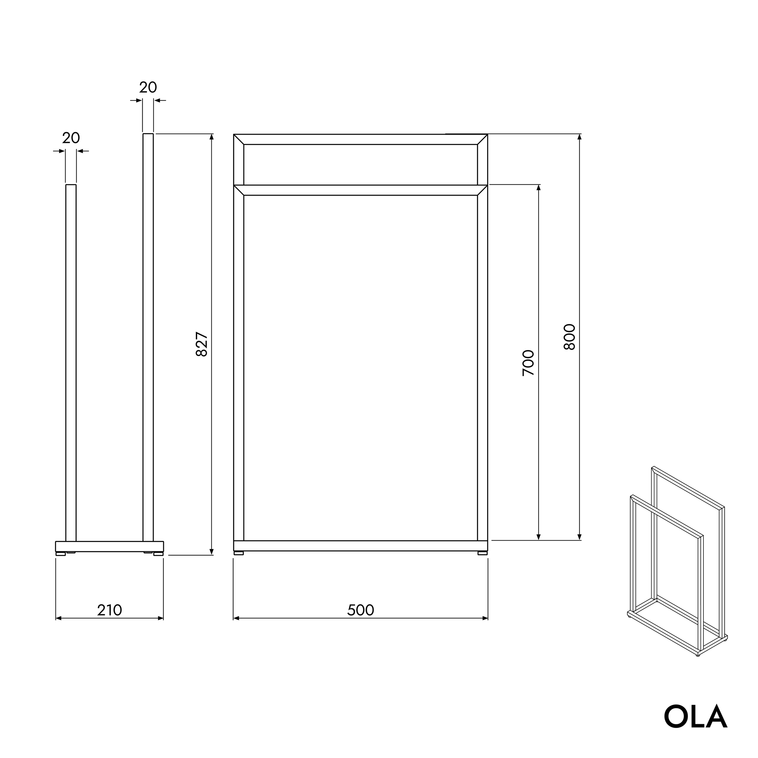 OLA porte-serviettes carré , couleur au choix