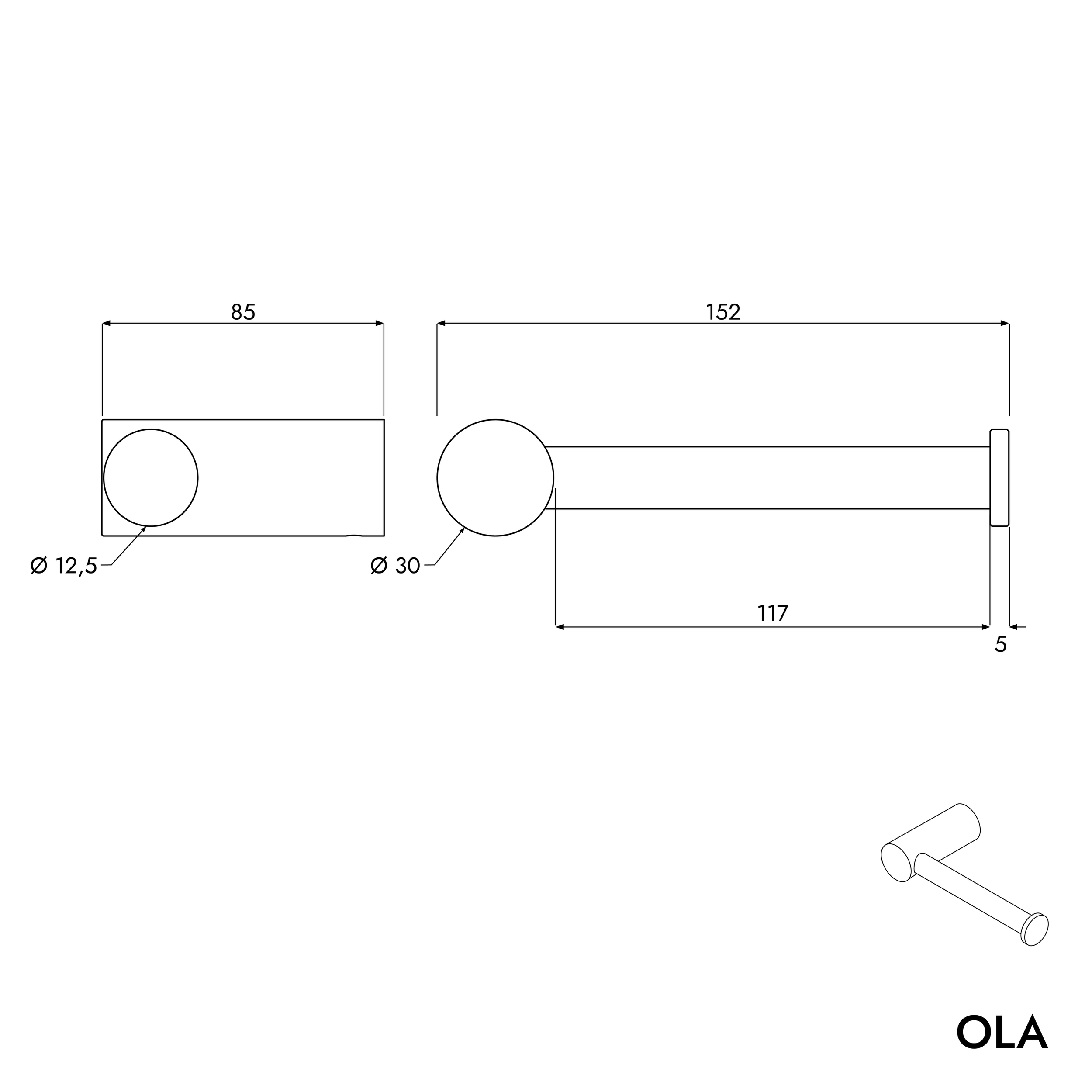 OLA distributeur de papier toilette rond, couleur au choix