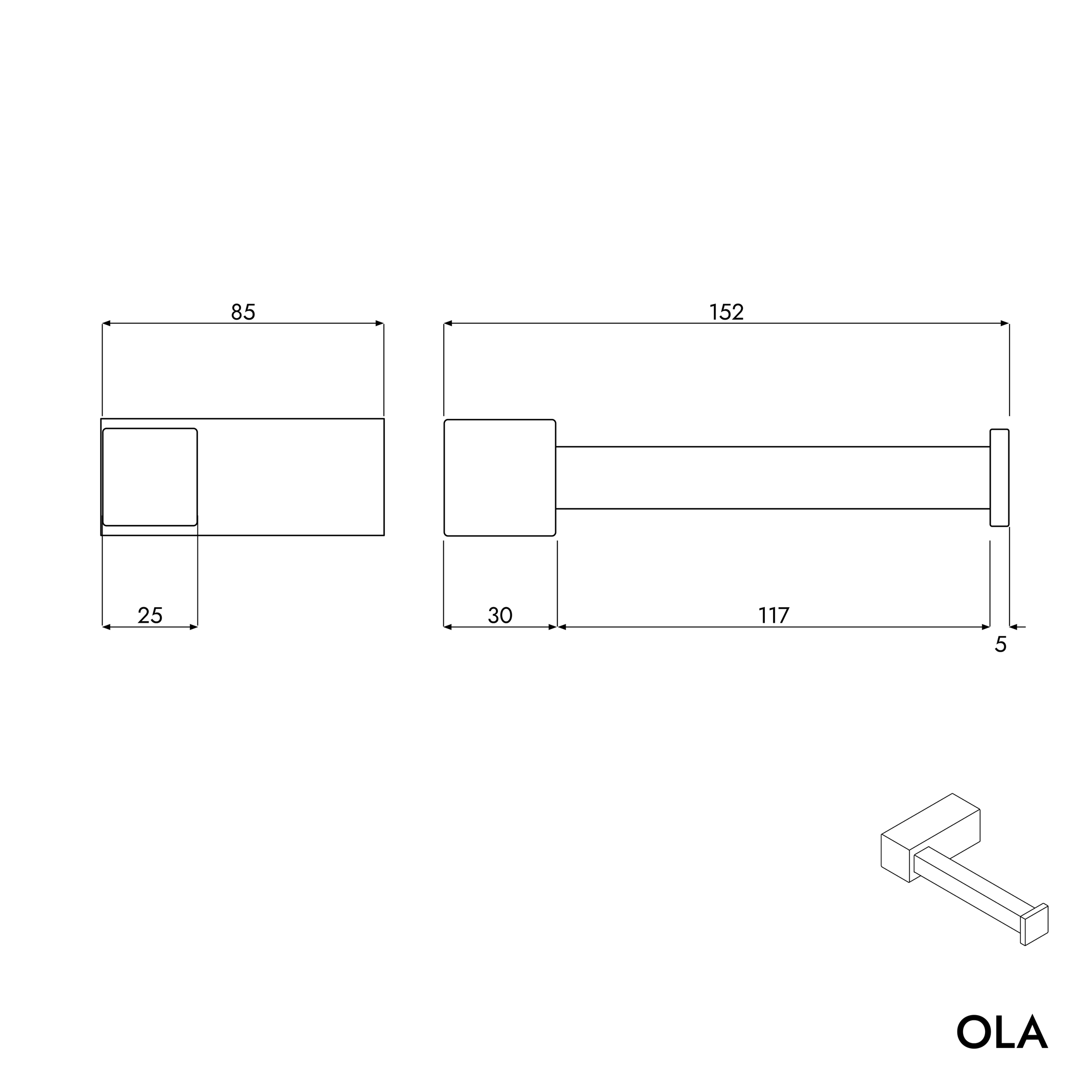 OLA Distributeur de papier toilette avec tablette rectangulaire, couleur au choix