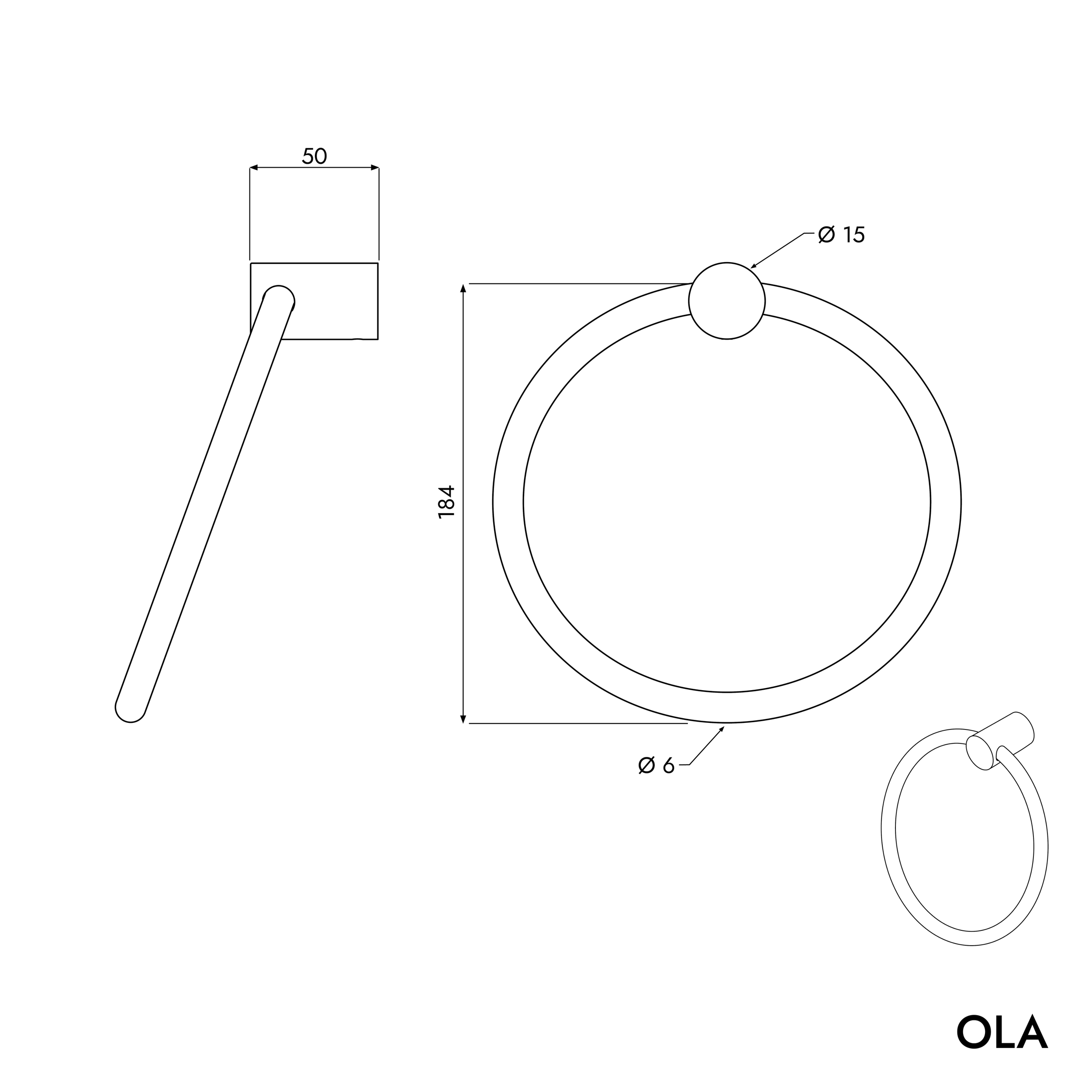 OLA anneau porte-serviettes rond, couleur au choix