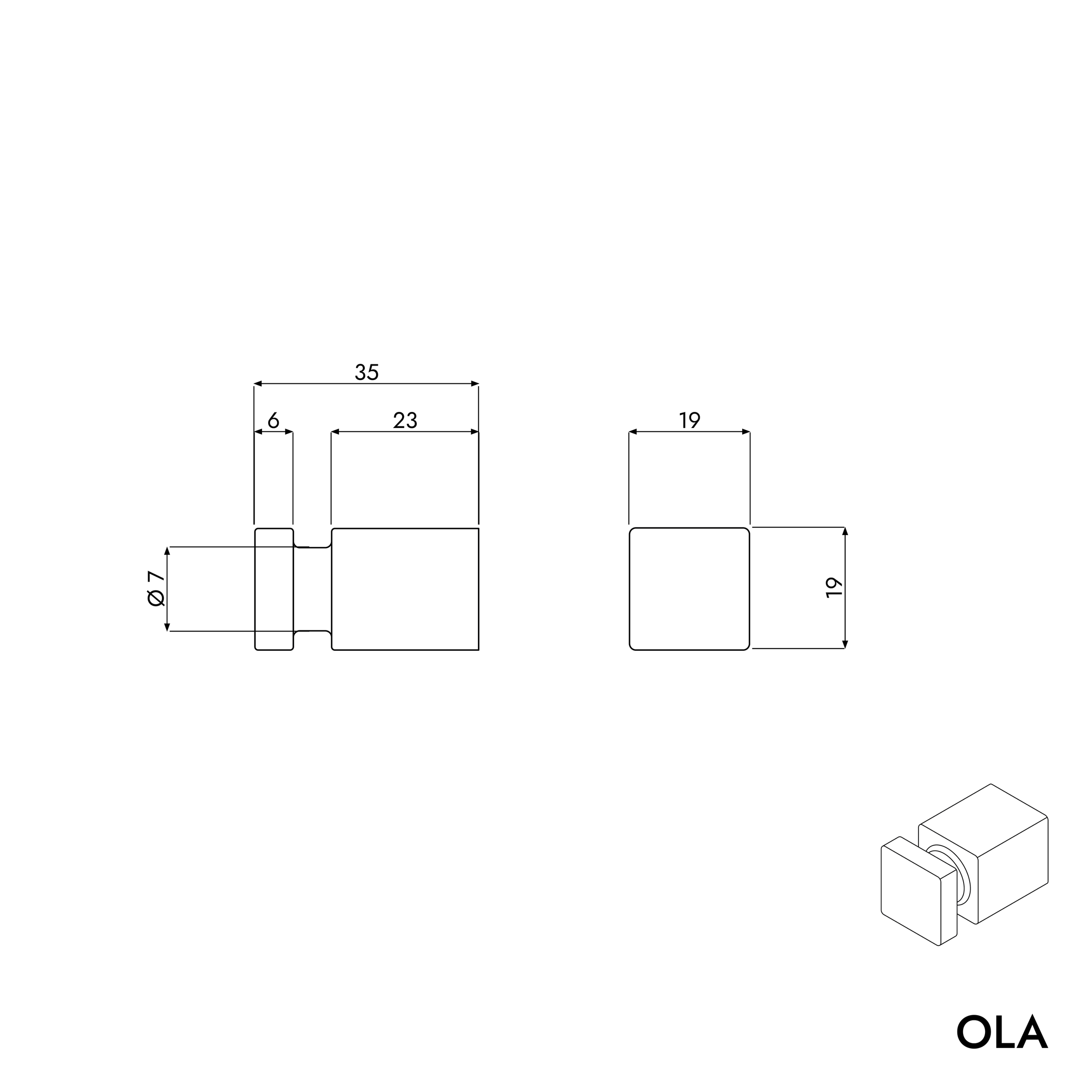 OLA Crochet à linge carré, lot de 2, couleur au choix