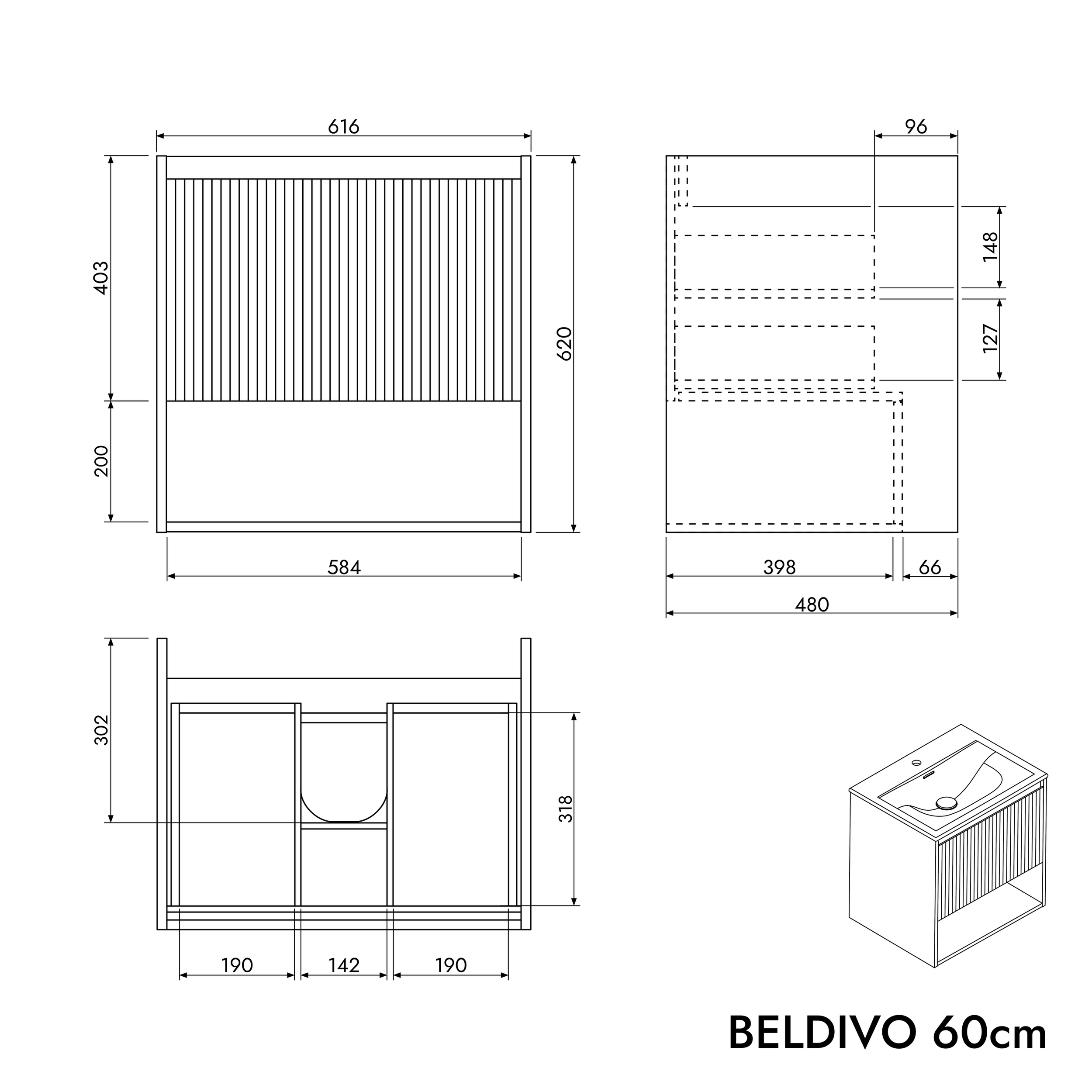 Ensemble de meubles de salle de bain BELDIVO 60 cm