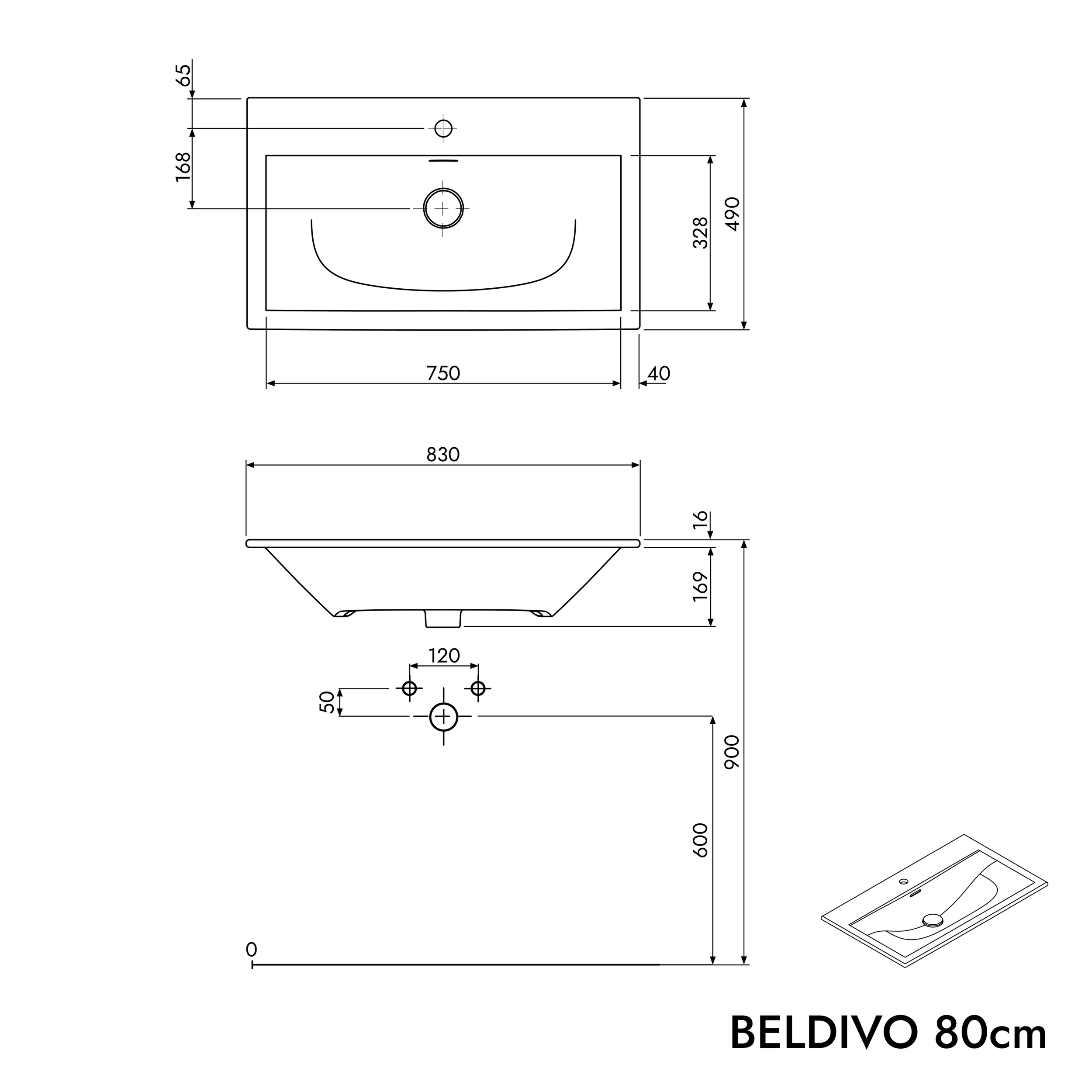Lavabo Duravit con mobiletto BELDIVO 80 cm