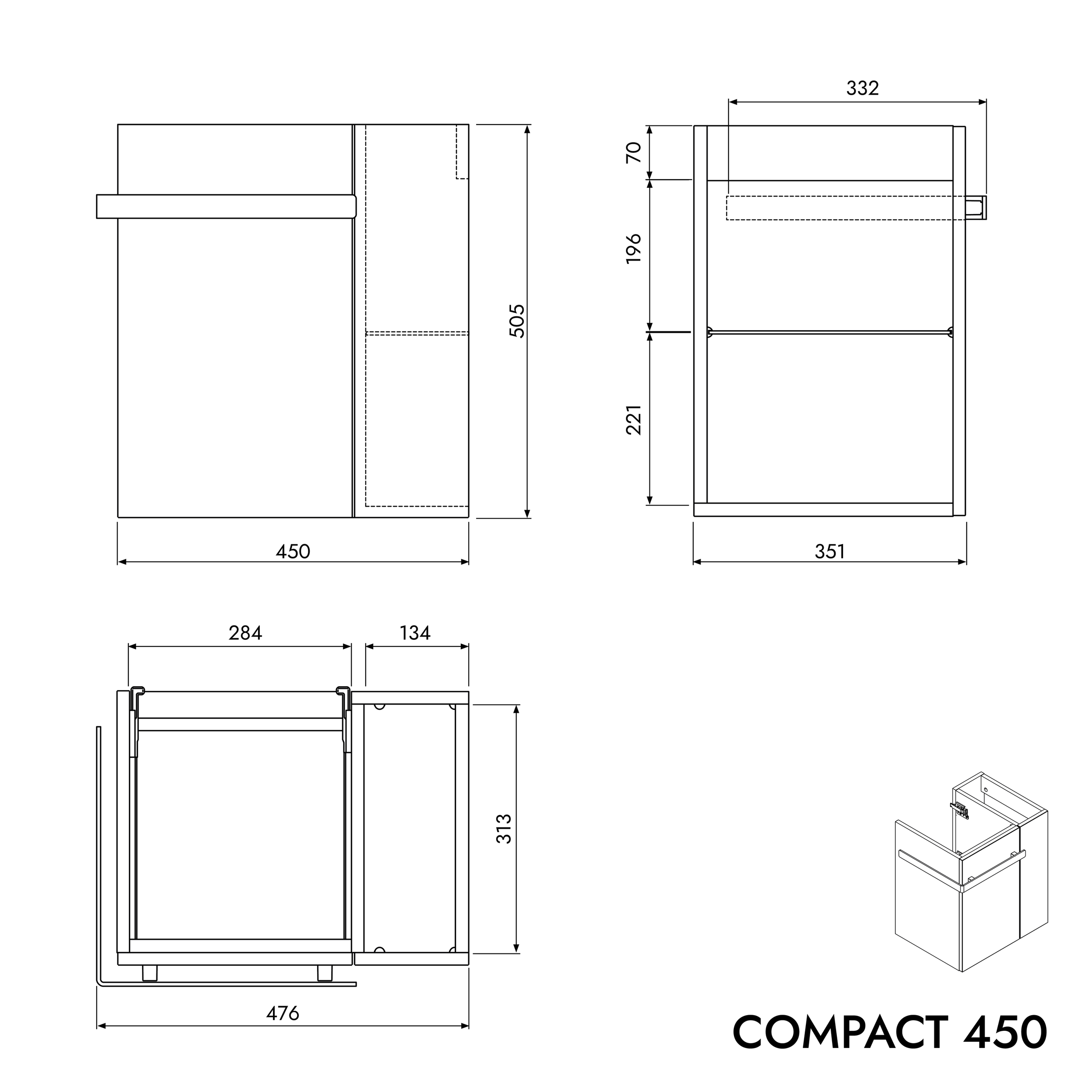 Waschtischunterschrank Gäste-WC COMPACT 450