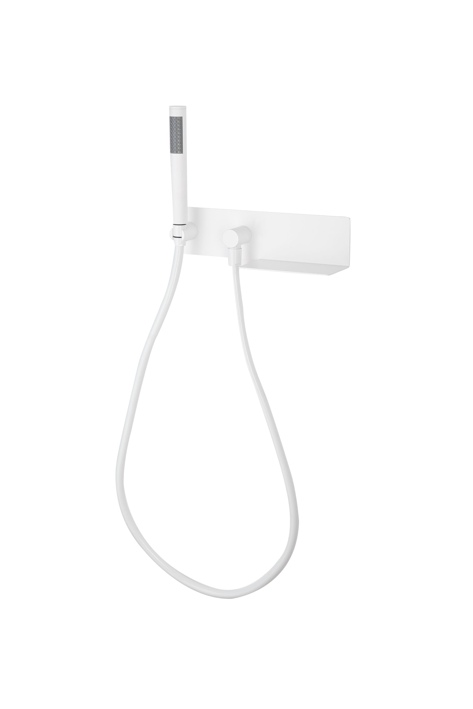 Coude de raccordement mural CZT050-1 Blanc avec support de douche - Flexible de douche et douchette inclus